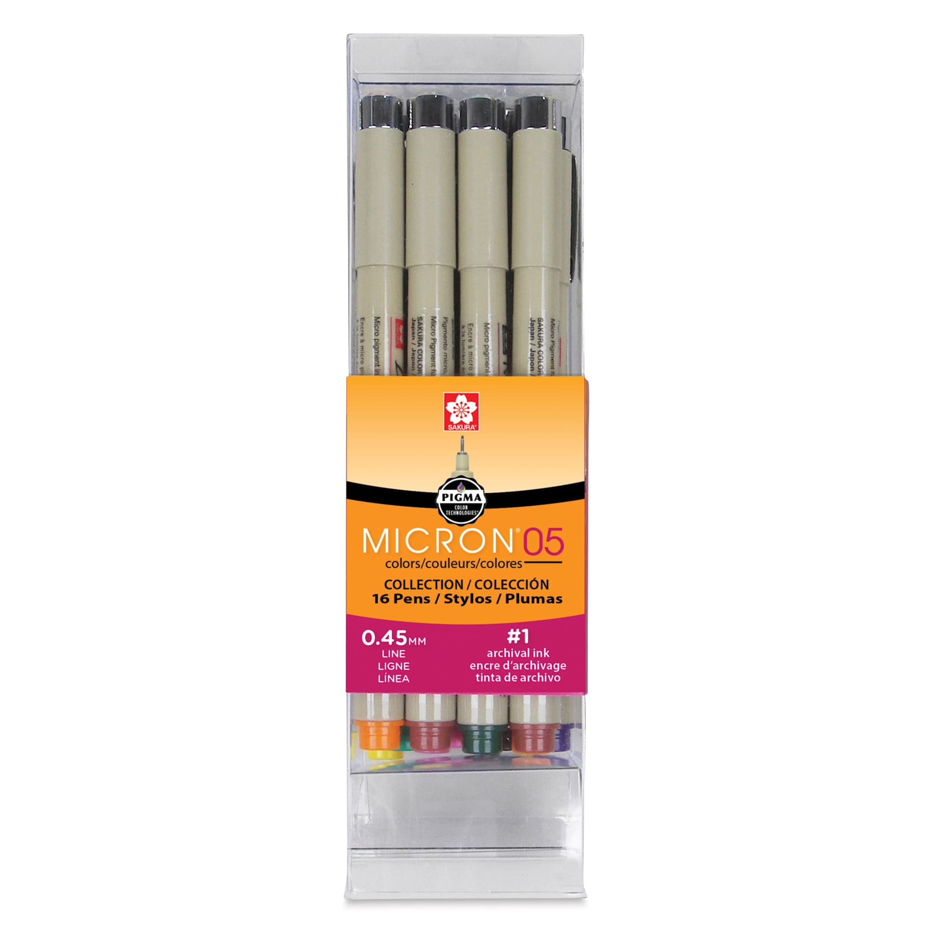 Sakura Pigma Micron Pens - Set of 16, Assorted Colors, 05, packaging