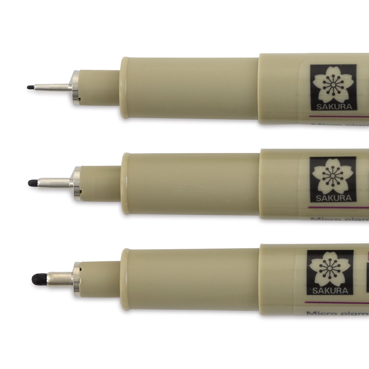 Sakura Pigma Micron Pens - Cool Gray, Set of 3 (close-up of tips)
