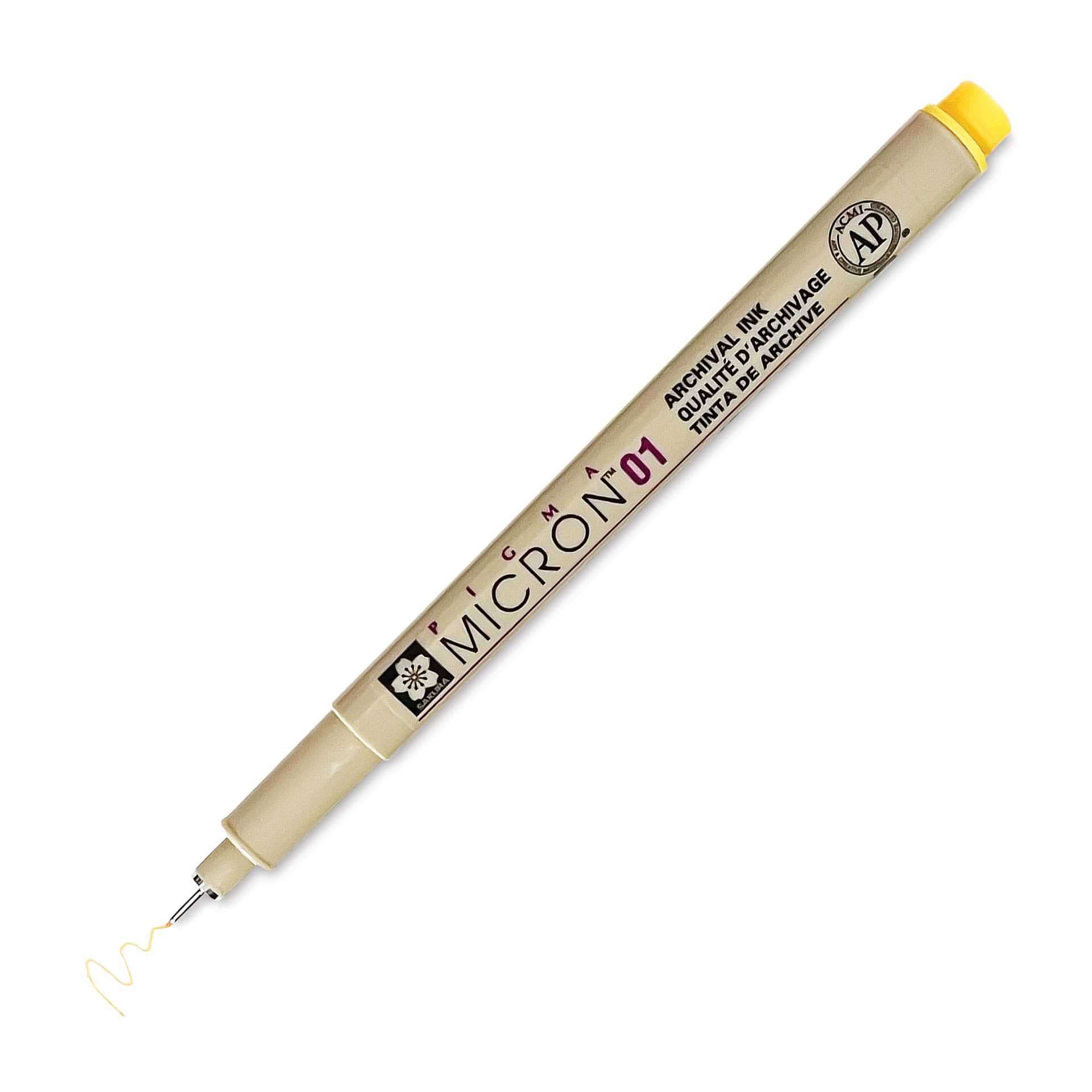 Sakura Pigma Micron Pen - Yellow, 01, cap off