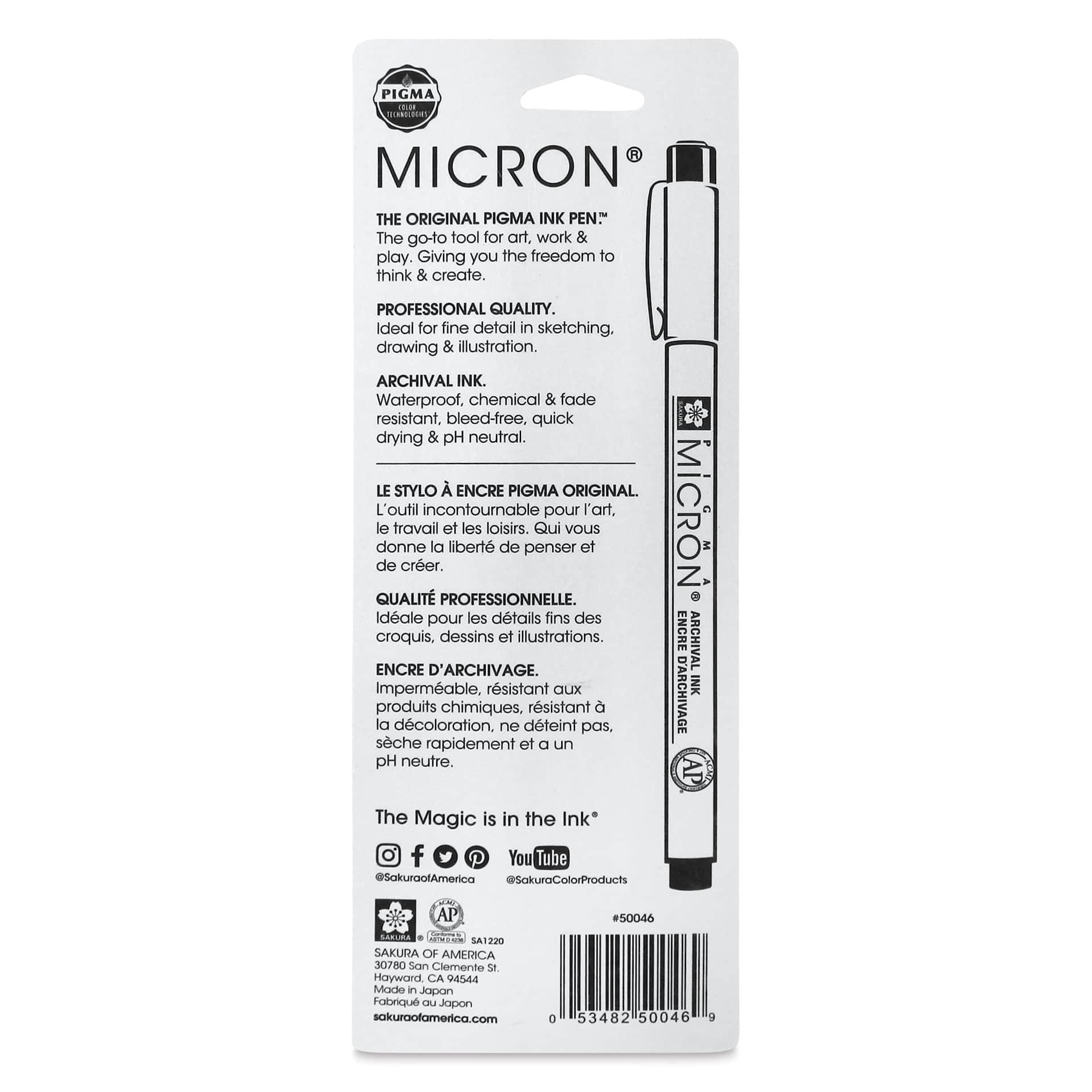 Sakura Pigma Micron Pen - Sepia, 003, back of packaging