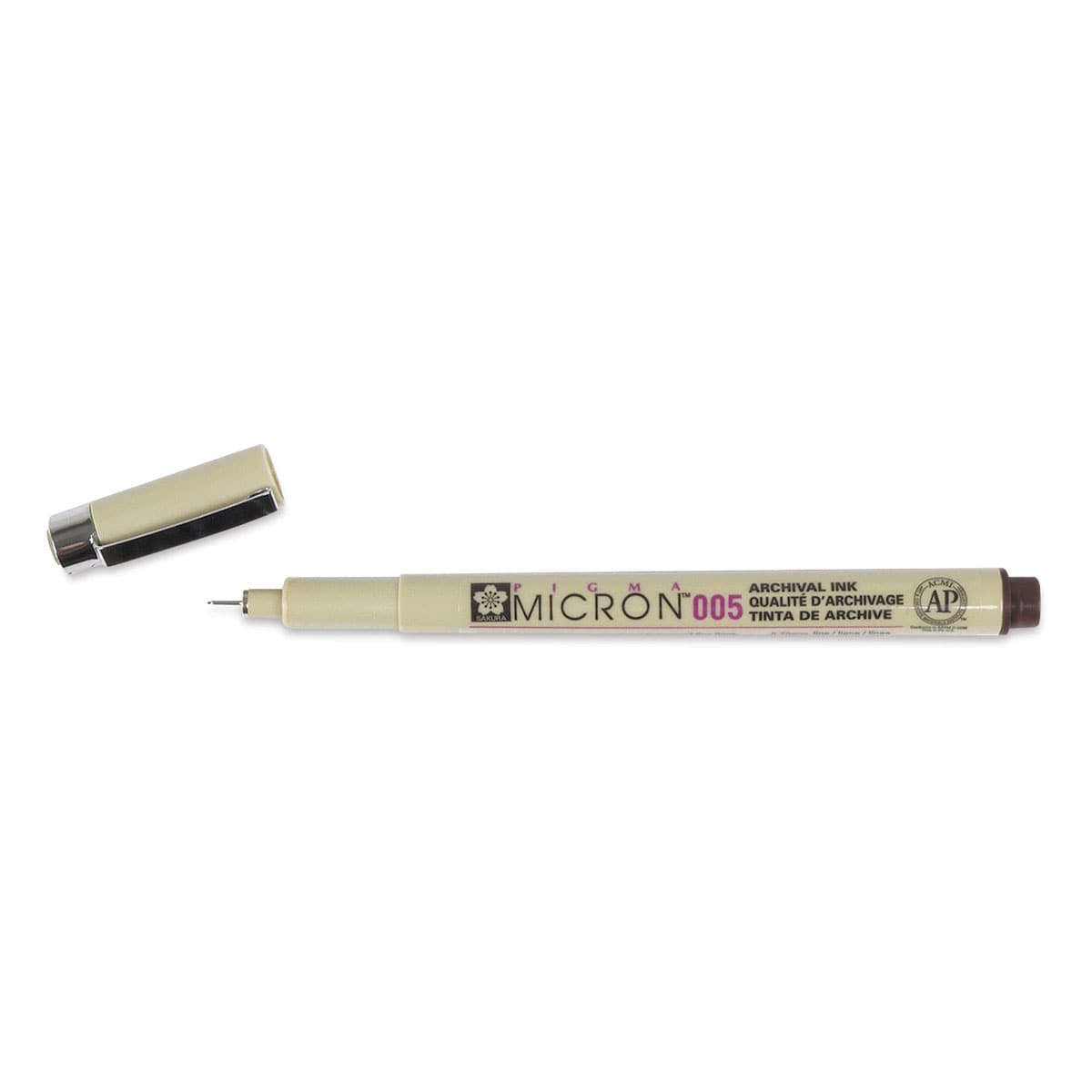 Sakura Pigma Micron Pen - Sepia, 005 (pen with cap off)