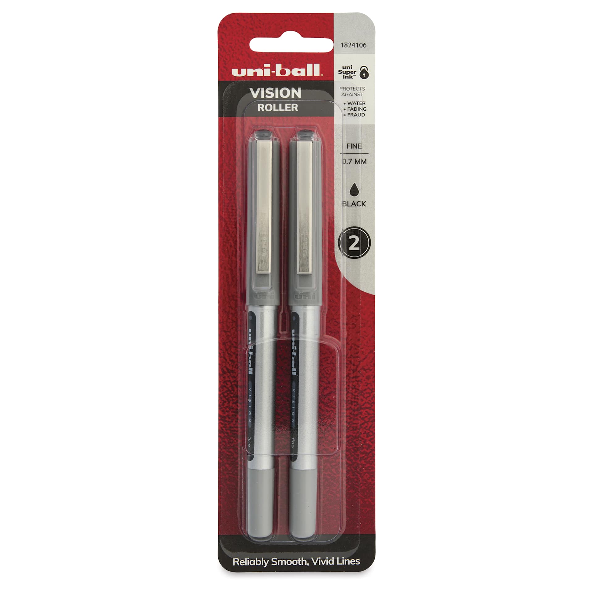 Uni-Ball Vision Rollerball Pen - Black, 0.7 mm, Pkg of 2, front of packaging