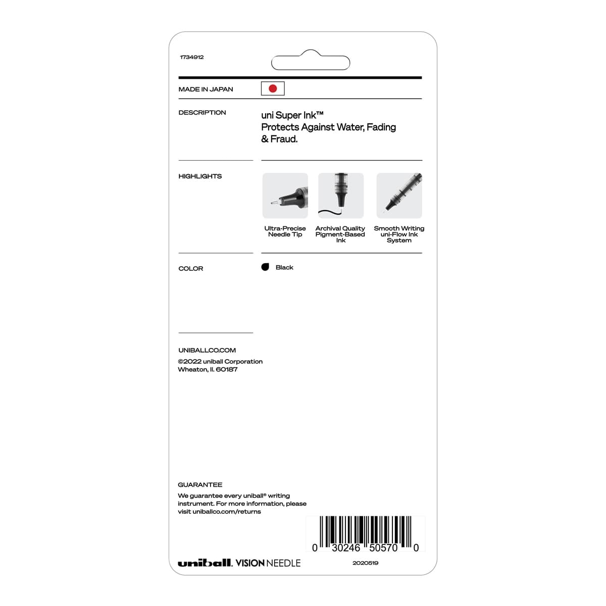 VISION Needle Pens Black - 5/Pkg.