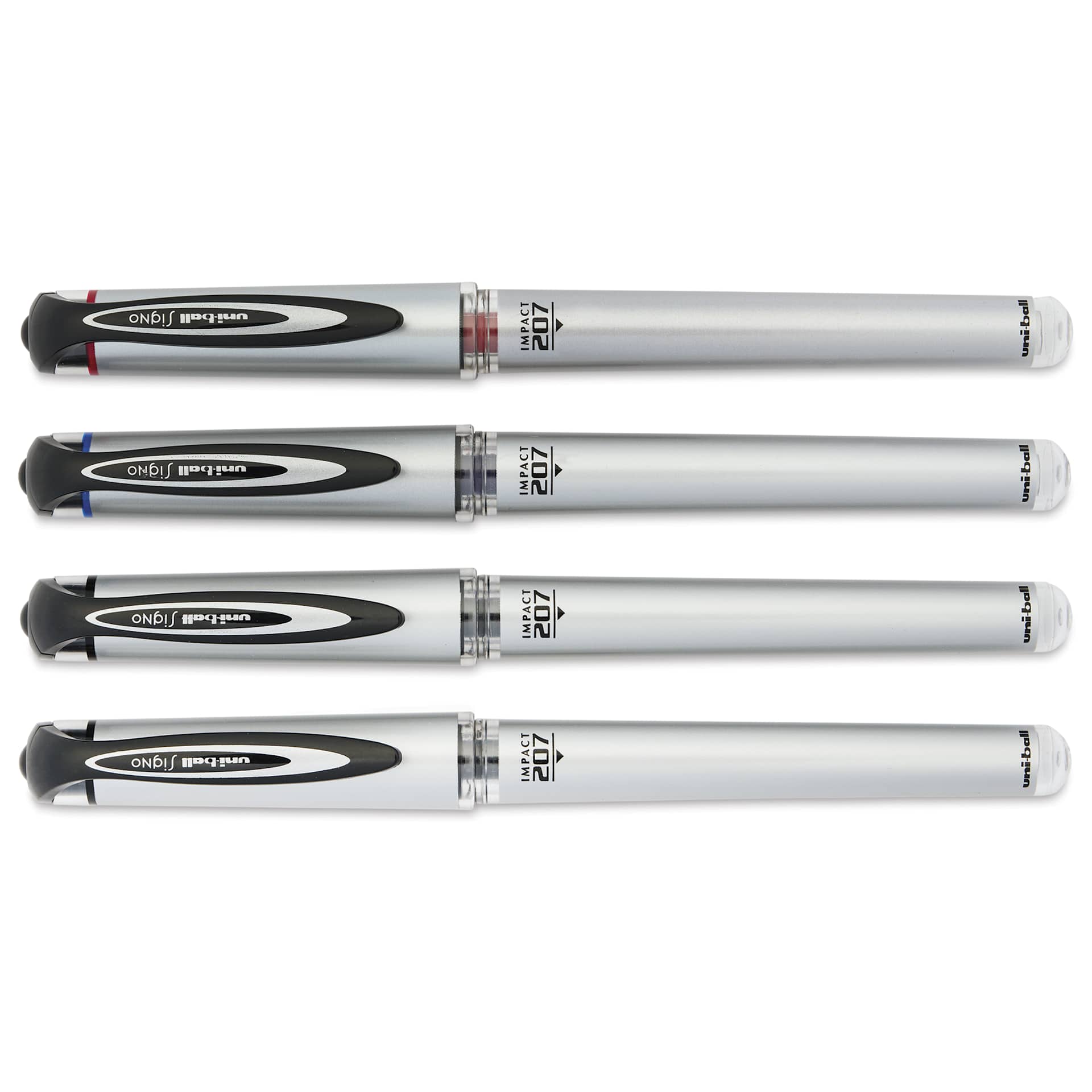 Uni-Ball Signo 207 Impact Rollerball Gel Pens - Assorted, Set of 4, cap on
