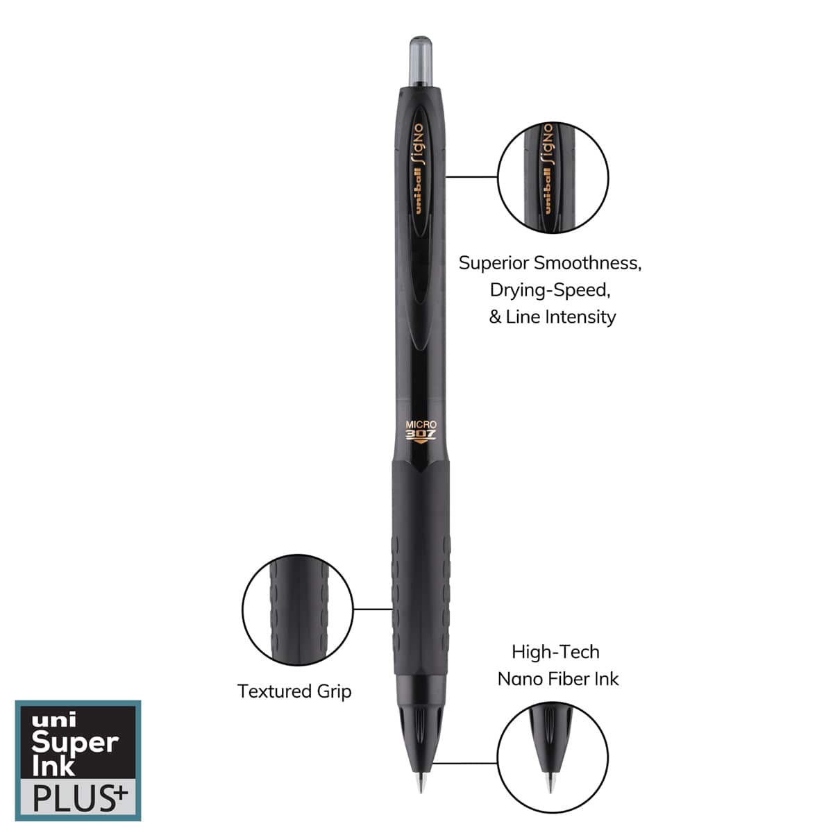 SIGNO 307 Pen Blue - Micro Point .5mm, 3/Pkg.
