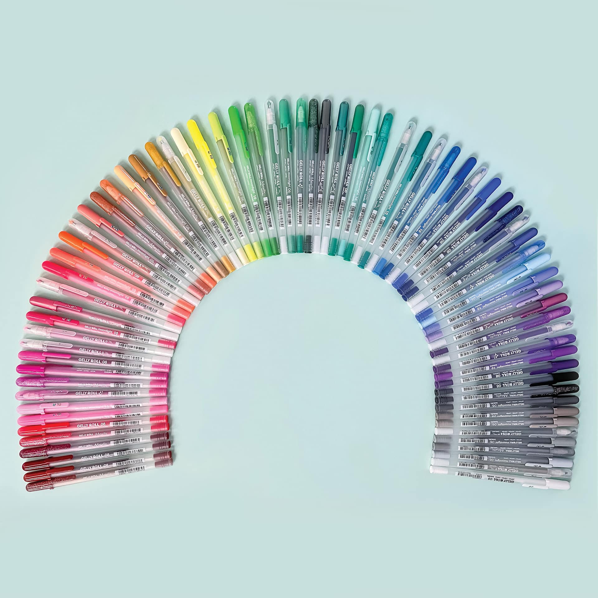 Sakura Gelly Roll Complete Pen - Set of 74, pens fanned out