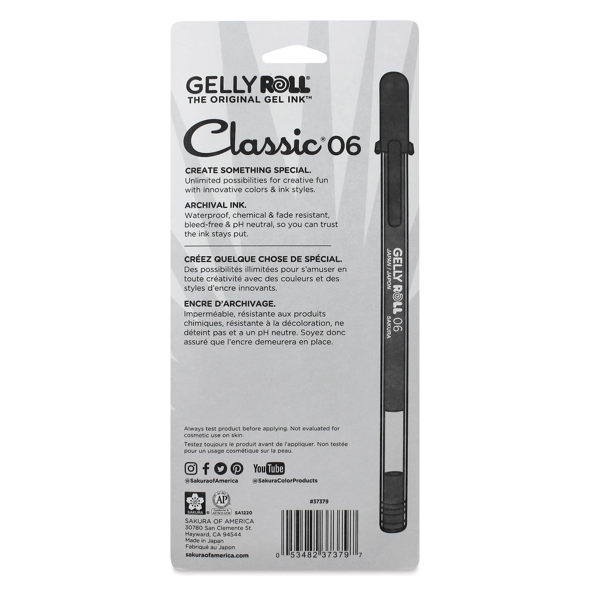 Sakura Gelly Roll Pen Set - Dark Colors, Set of 5, Fine Point, back of package