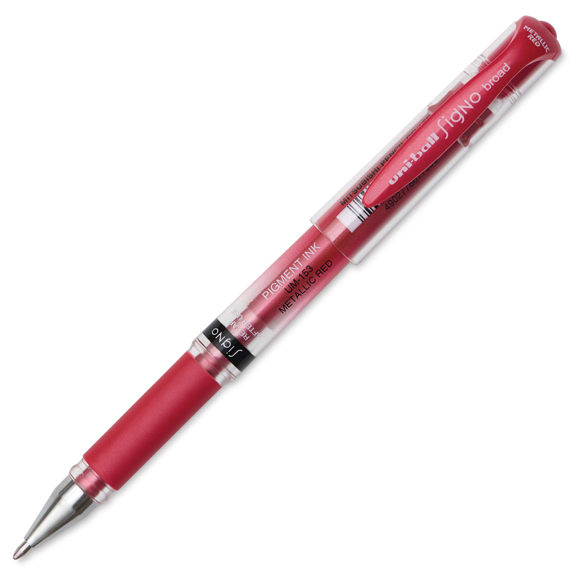 Uni-Ball Signo Impact Rollerball Gel Pen - Metallic Red, cap off