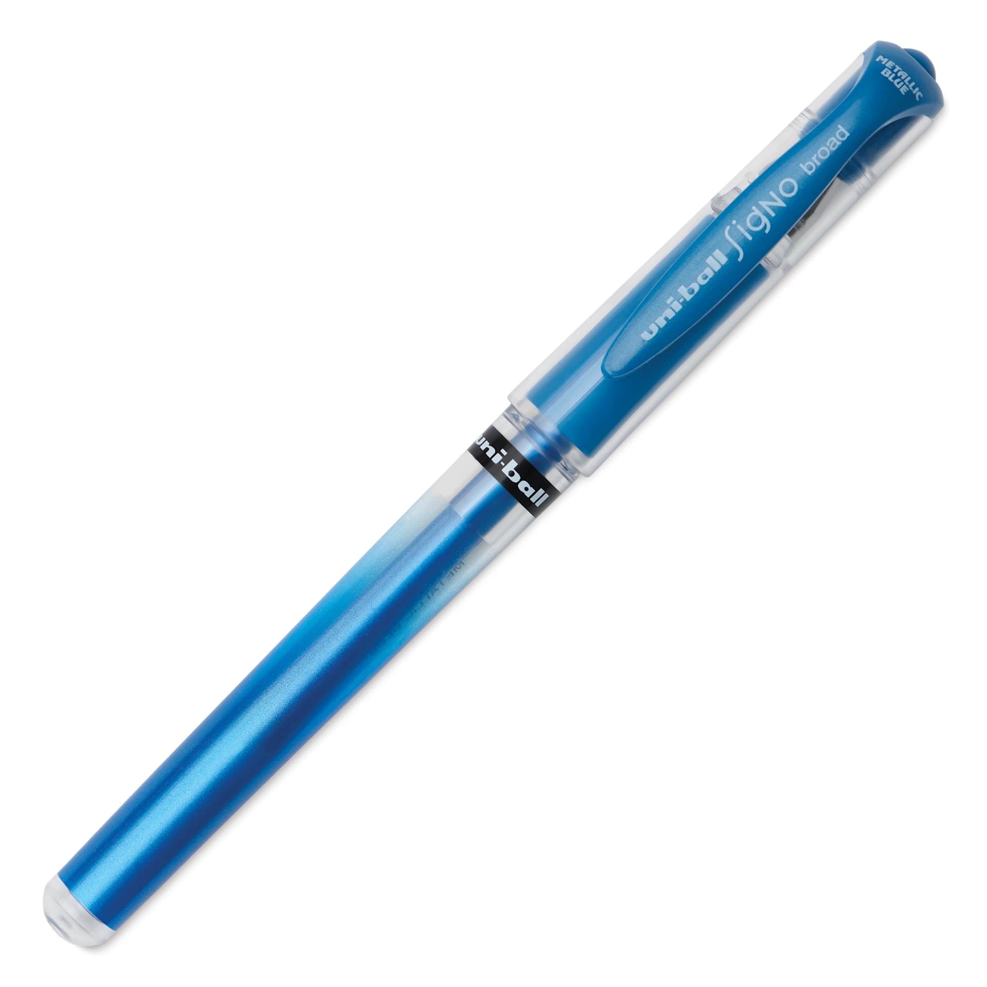Uni-Ball Signo Impact Rollerball Gel Pen - Metallic Blue, cap on