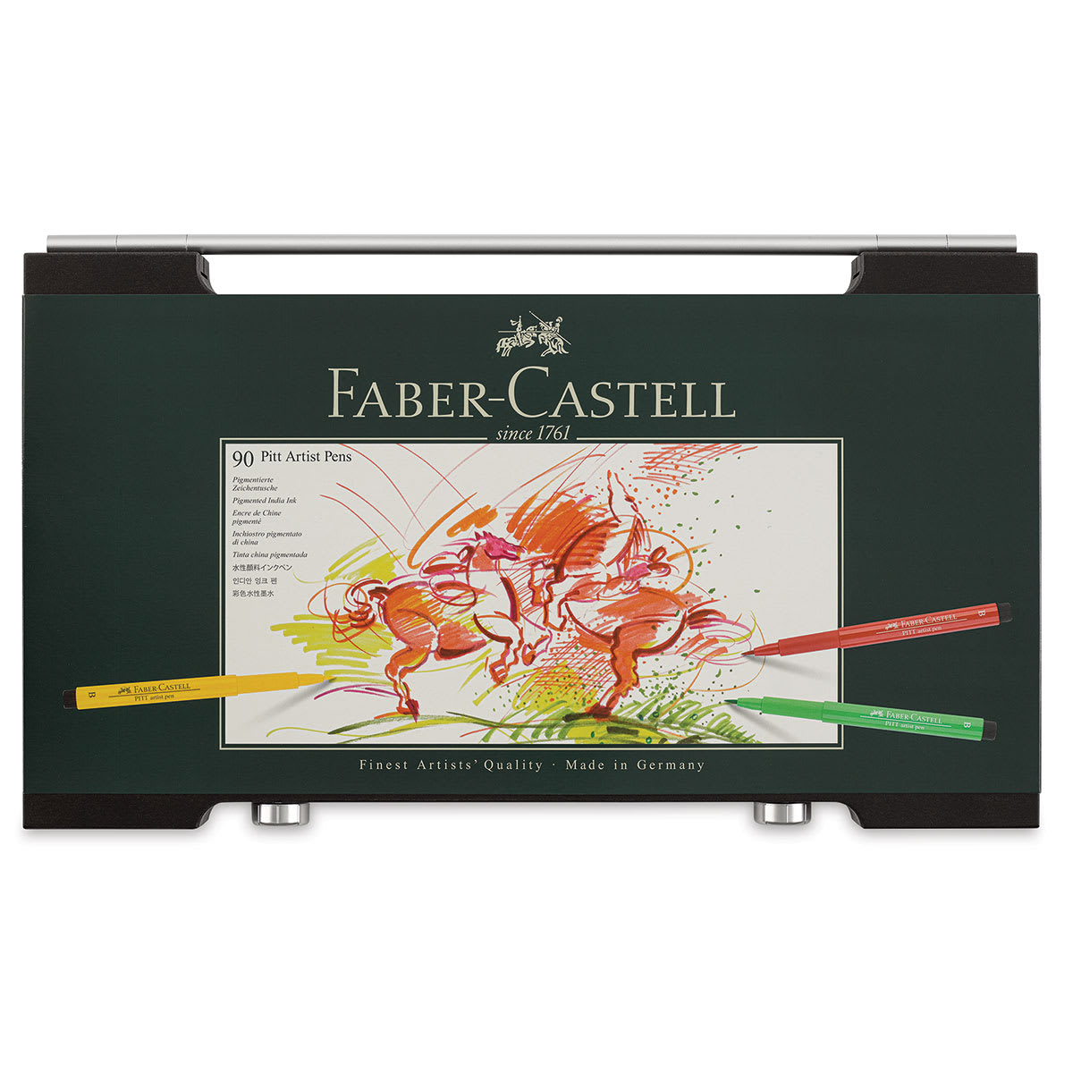 Faber-Castell Pitt Artist Pens - Assorted Colors, Assorted Nibs, Set of 90 (front of package)
