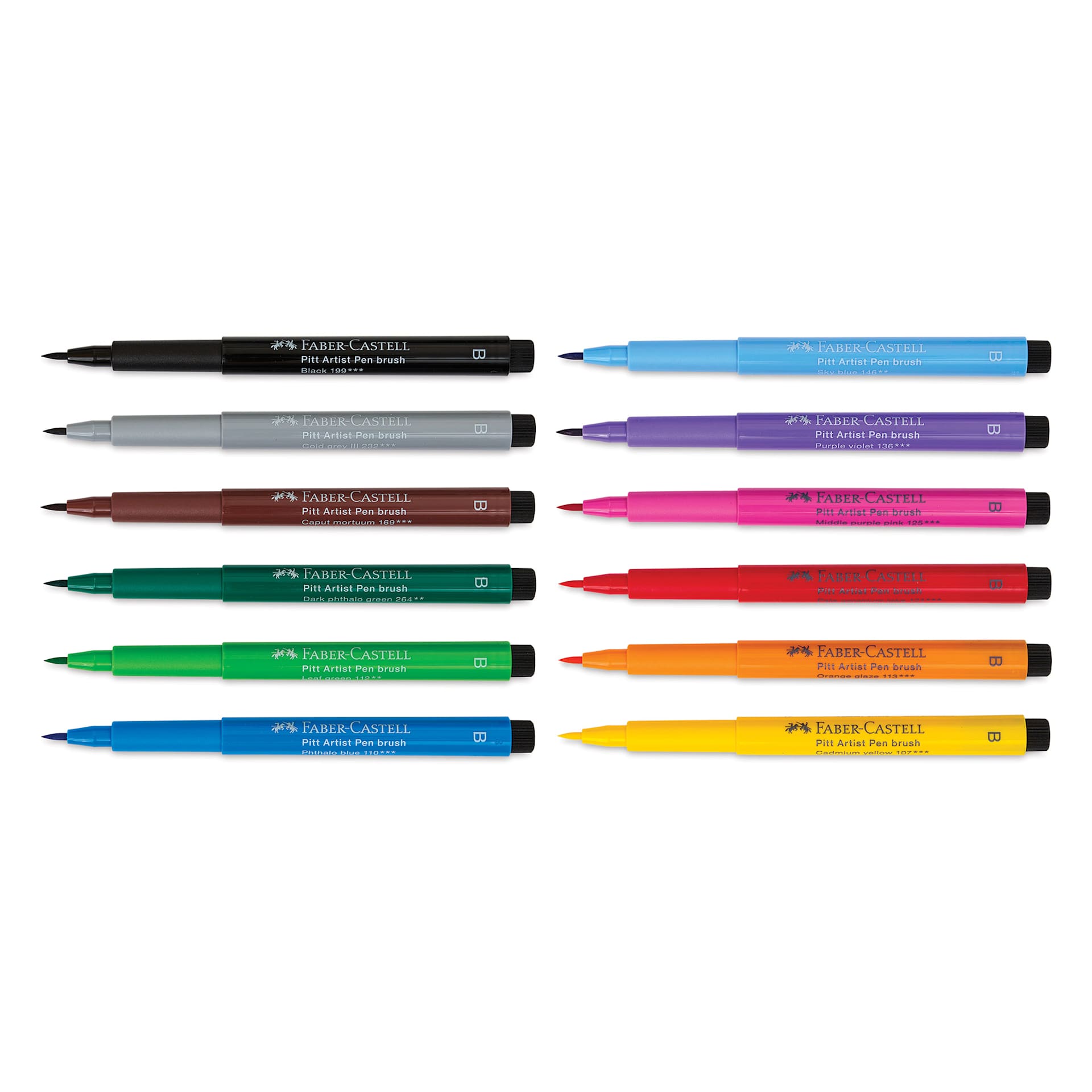 Faber-Castell Pitt Artist Pens - Studio Gift Box, Set of 12, markers with caps off