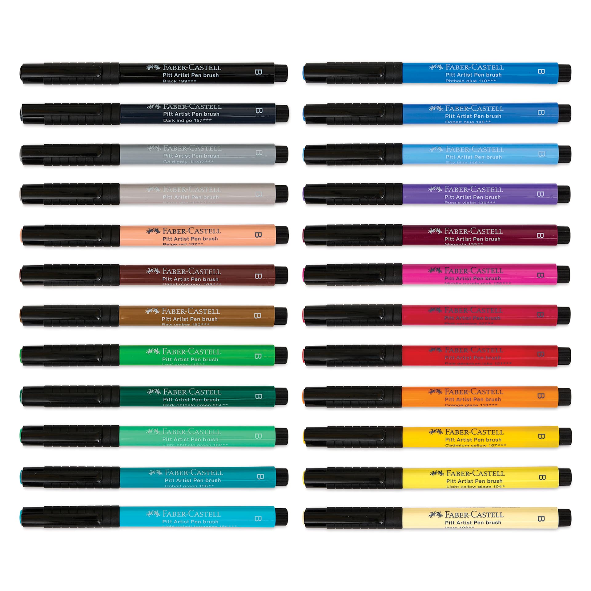 Faber-Castell Pitt Artist Pens - Studio Gift Box, Set of 24, markers with caps on