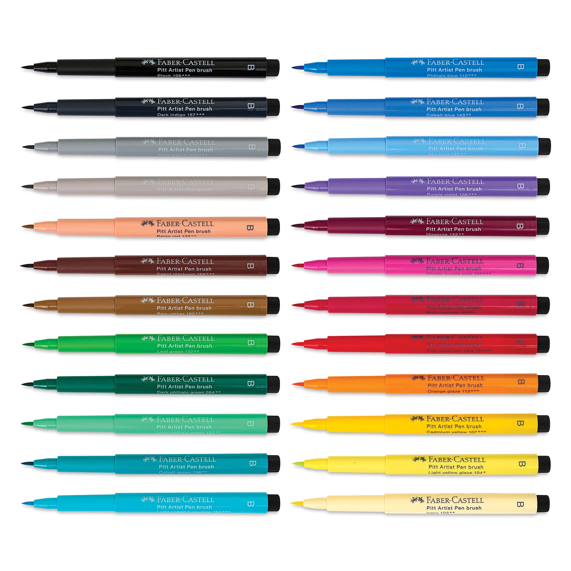 Faber-Castell Pitt Artist Pens - Studio Gift Box, Set of 24, markers with caps off