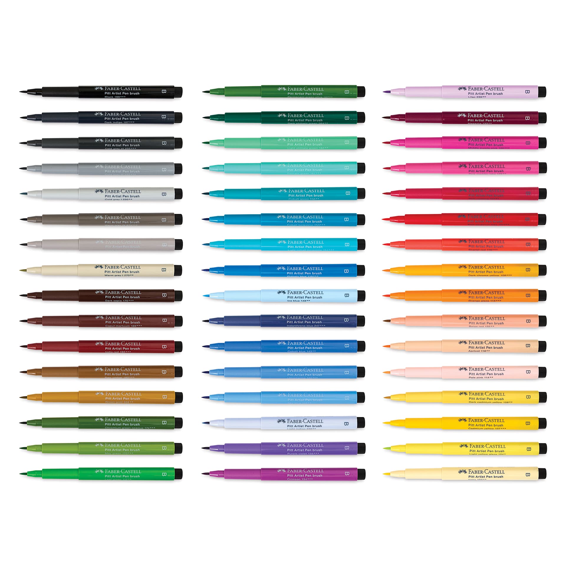 Faber-Castell Pitt Artist Pens - Studio Gift Box, Set of 48, markers with caps off