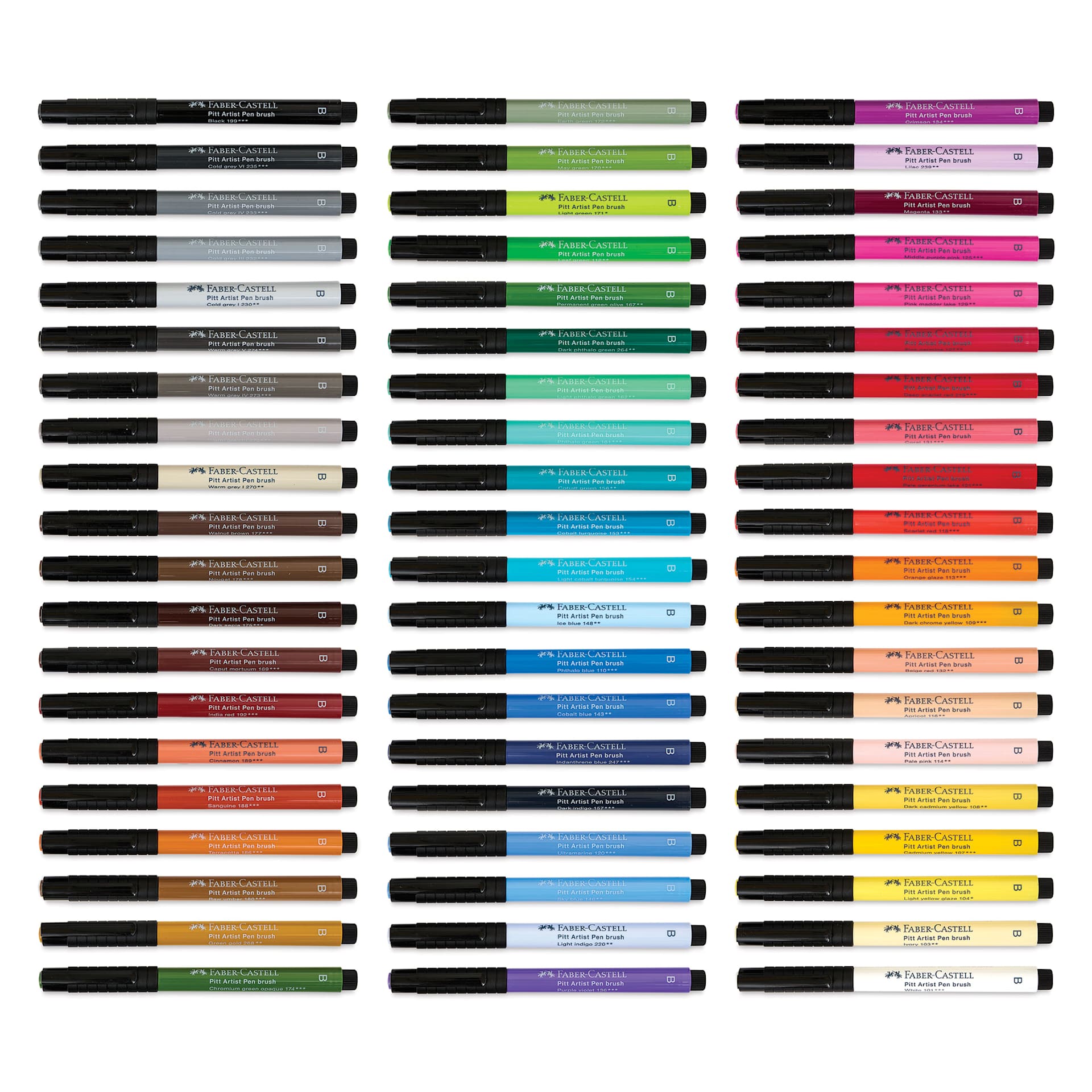 Faber-Castell Pitt Artist Pens - Studio Gift Box, Set of 60, markers with caps on