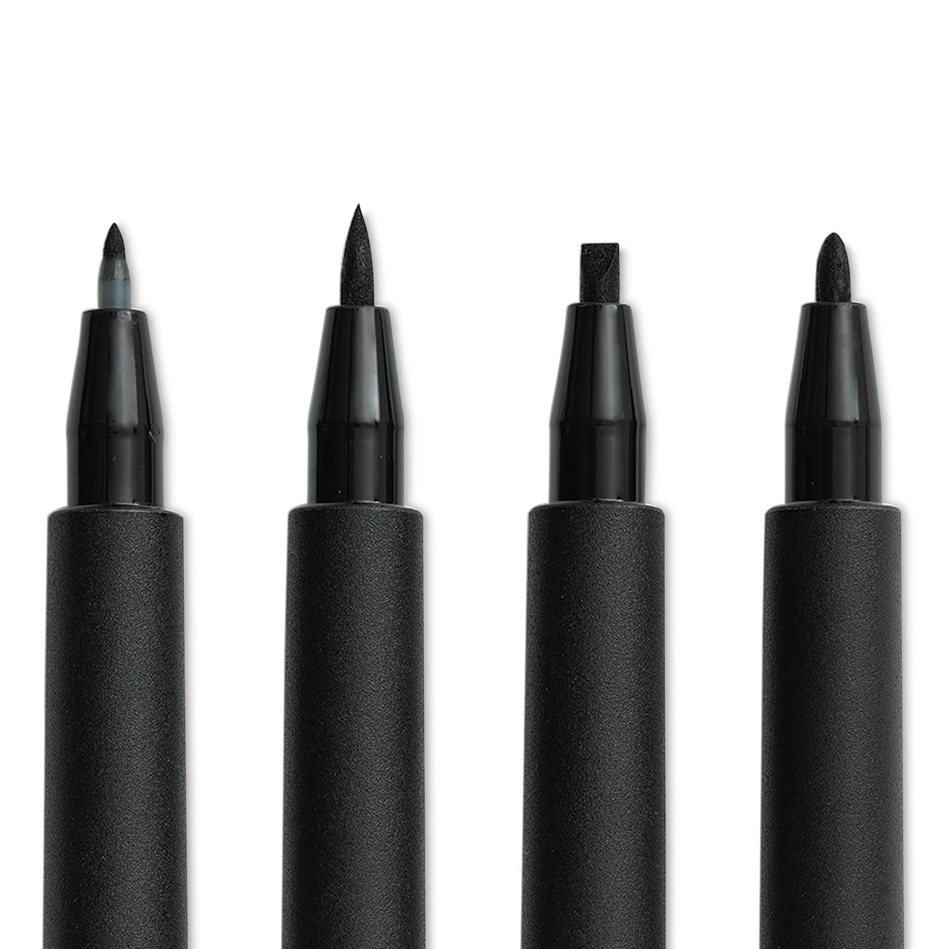 Faber-Castell Pitt Artist Pens- Black, Set of 4, Assorted Nibs, Bold