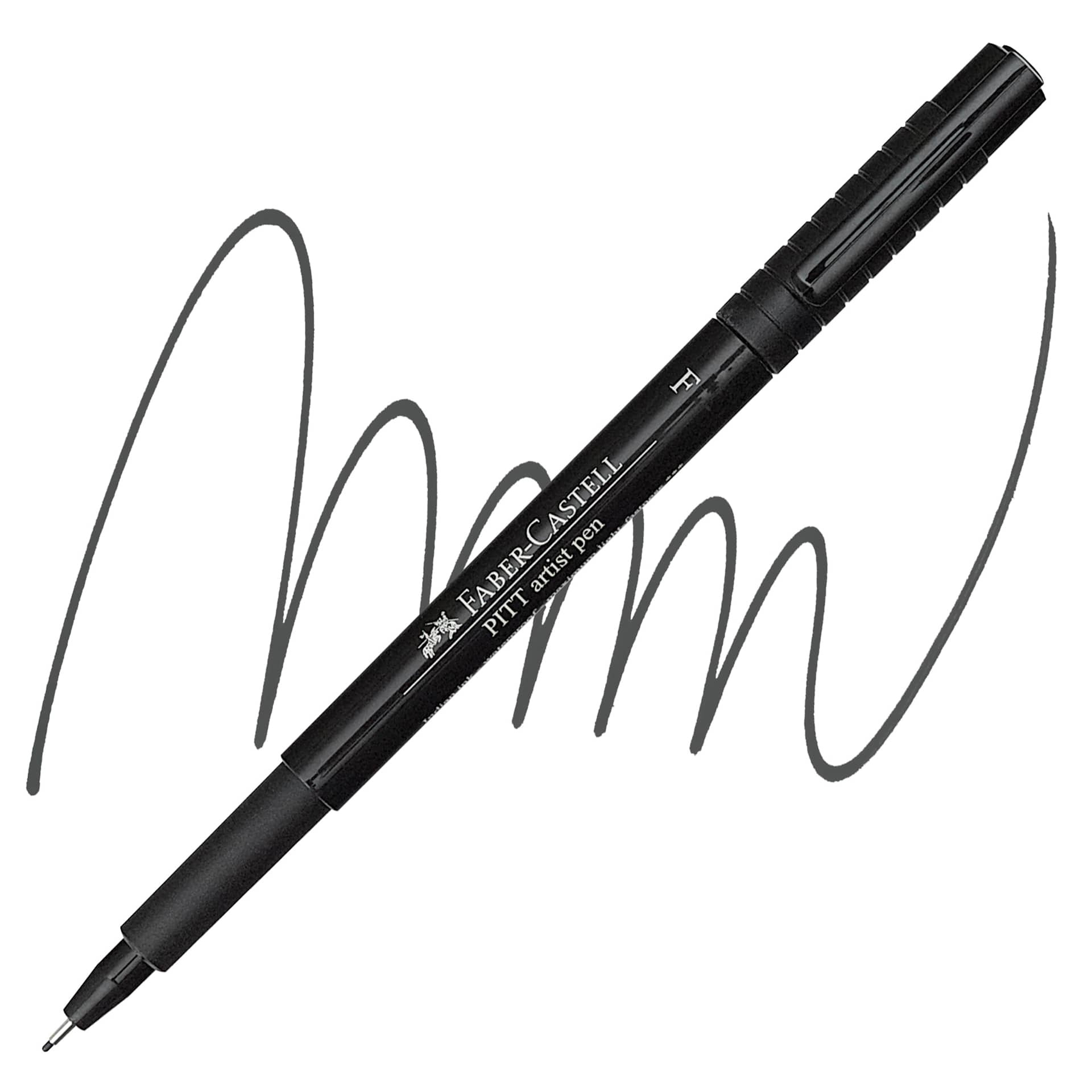 Faber-Castell Pitt Artist Pen - Black, Fine Nib pen and swatch