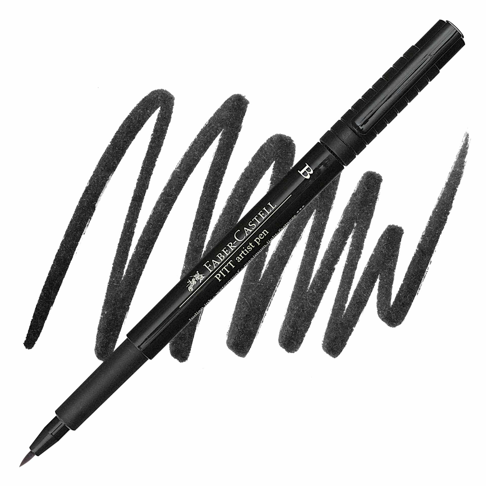 Faber-Castell Pitt Artist Pen - Black, Brush Nib pen and swatch