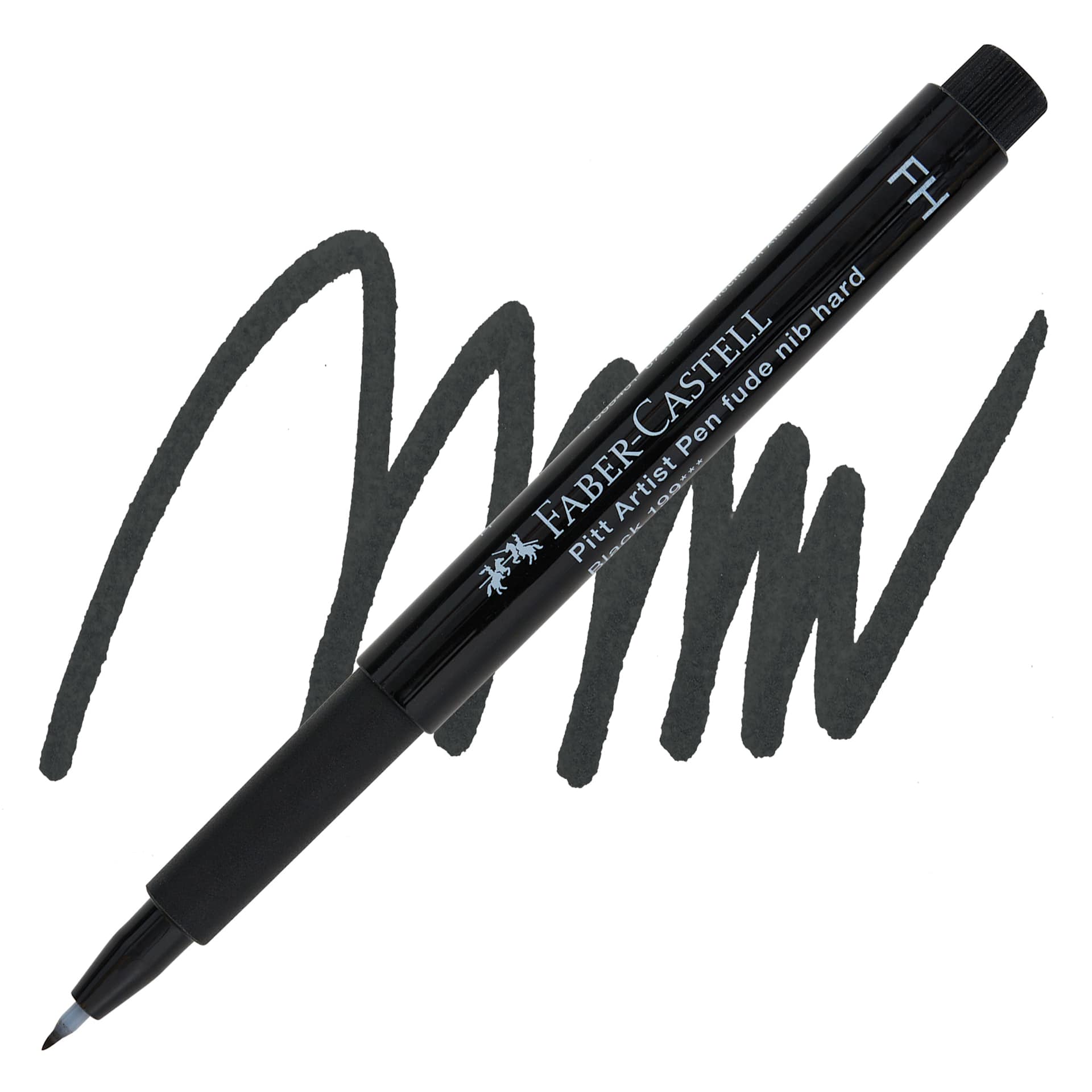 Faber-Castell Pitt Artist Pen - Black, Fude, Hard Brush Tip pen and swatch