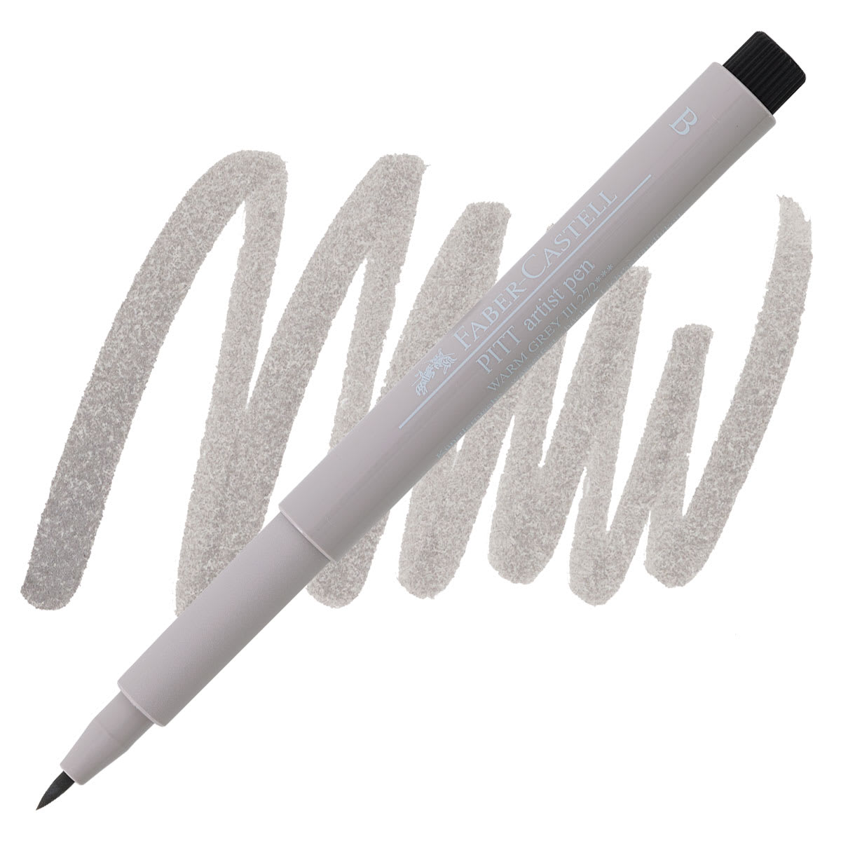 Faber-Castell Pitt Artist Pen - Warm Gray III, Brush Nib pen and swatch