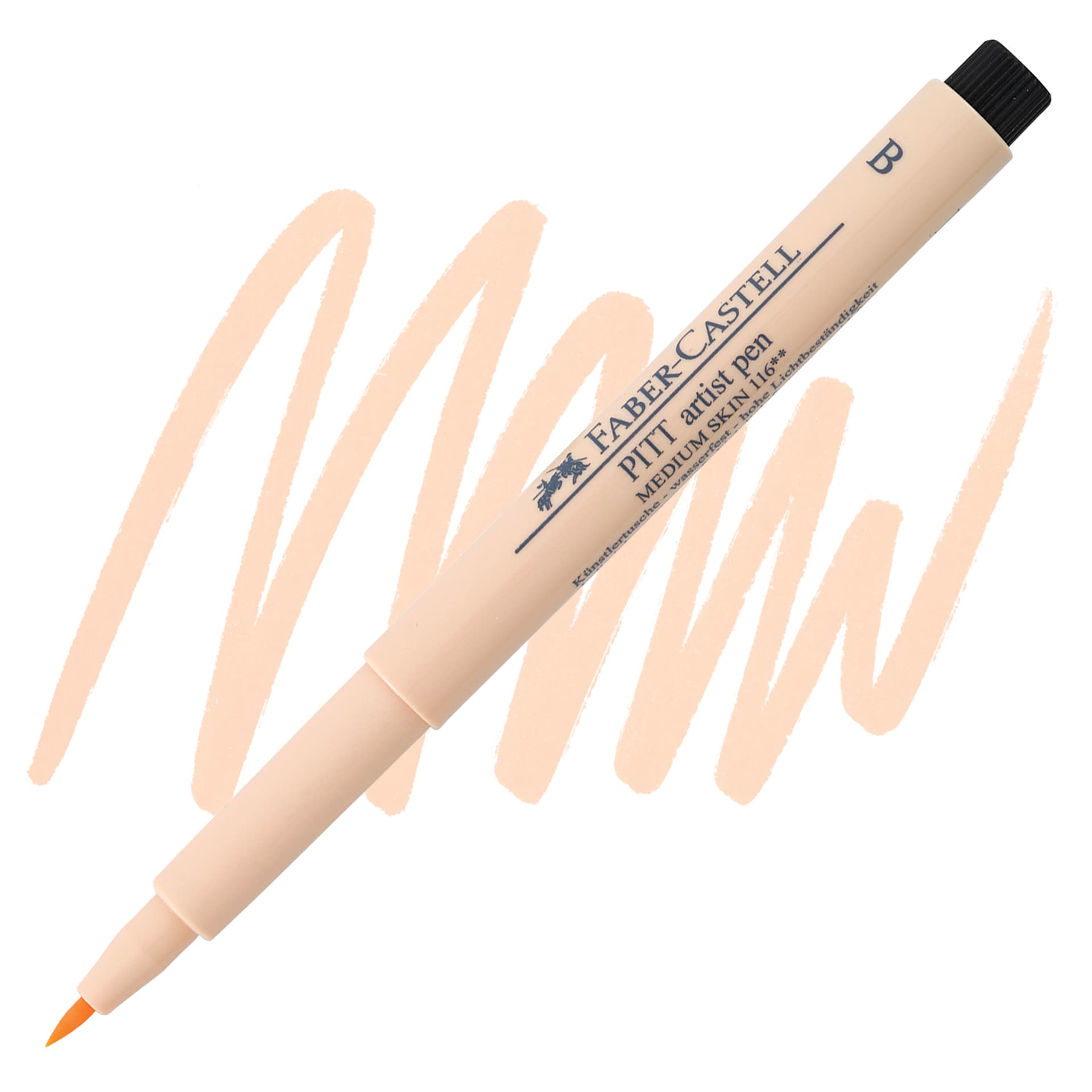 Faber-Castell Pitt Artist Pen - Apricot, Brush Nib pen and swatch