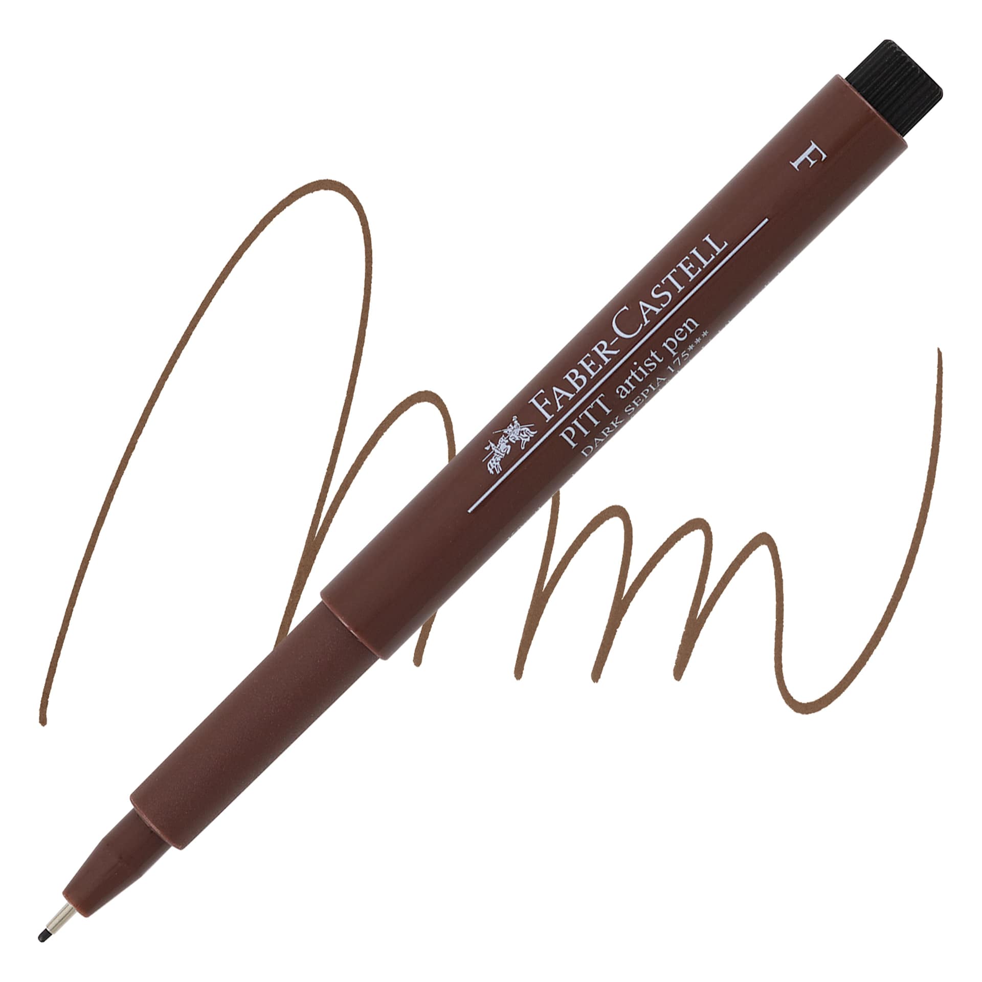 Faber-Castell Pitt Artist Pen - Sepia, Superfine Nib pen and swatch