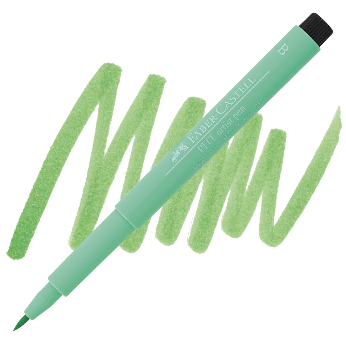 Faber-Castell Pitt Artist Pen - Light Phthalo Green, Brush Nib pen and swatch