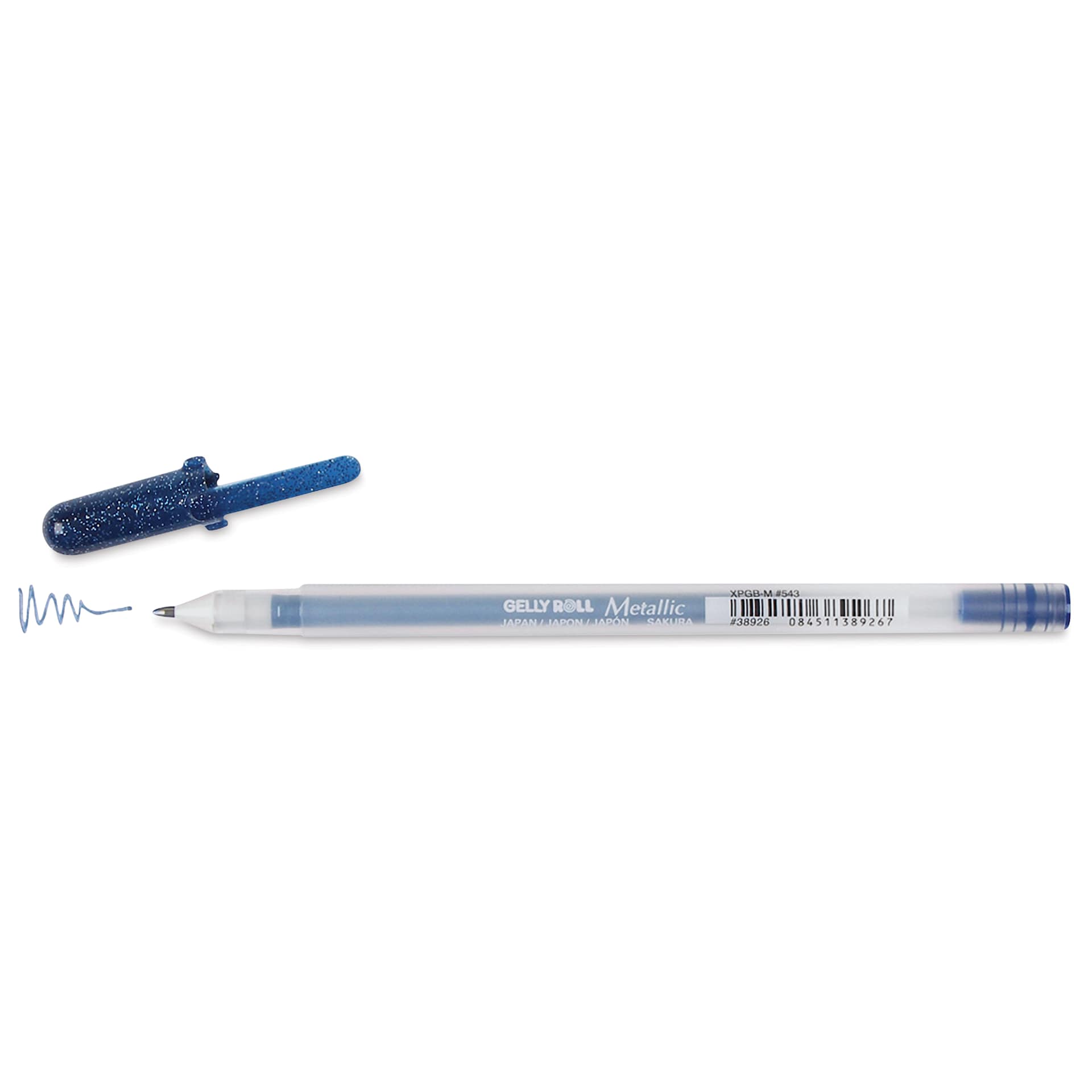 Sakura Gelly Roll Pen - Metallic Blue Black, Medium Tip, cap off