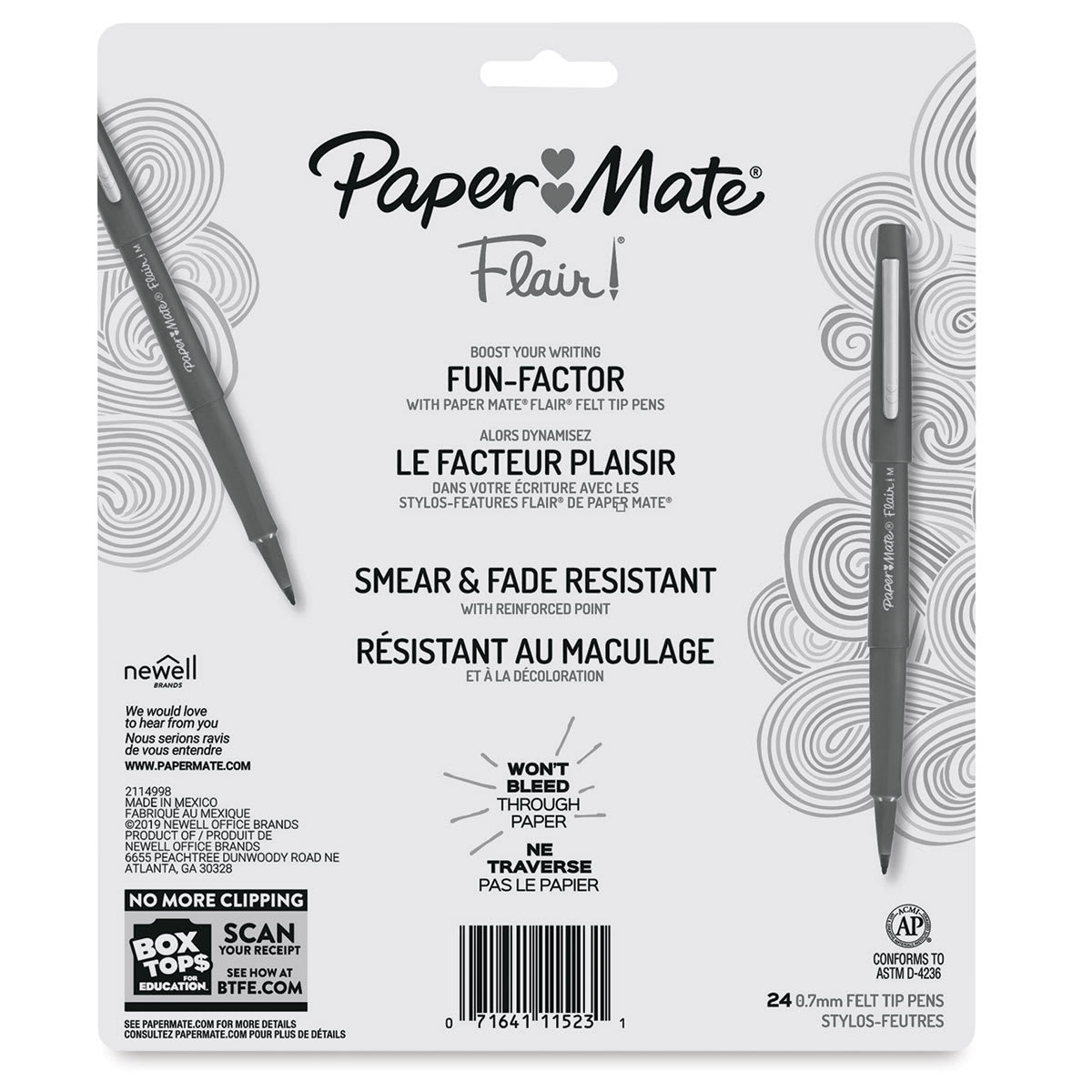 Paper Mate Flair Guard Pen - Tropical Colors, Medium Tip, Set of 24 Back of package Paper Mate Flair Guard Pen - Tropical Colors, Medium Tip, Set of 24 Back of package