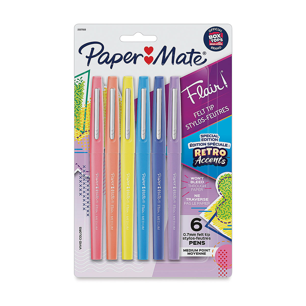 Paper Mate Flair Pens - Retro Colors, Set of 6