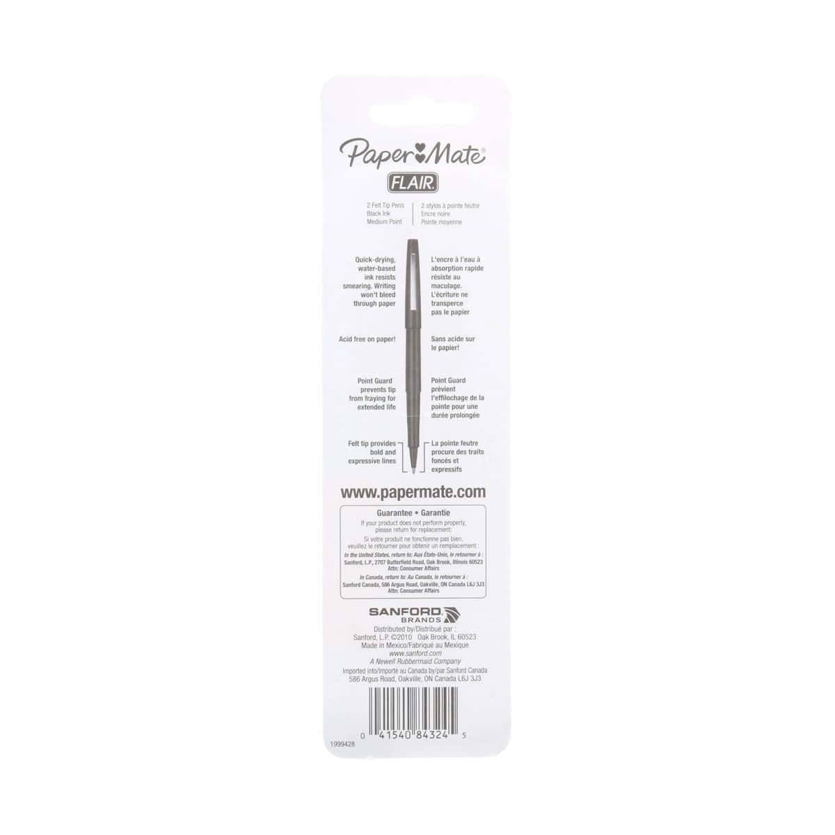 Paper Mate Flair Guard Pens - Pkg of 2, Black, Medium Tip