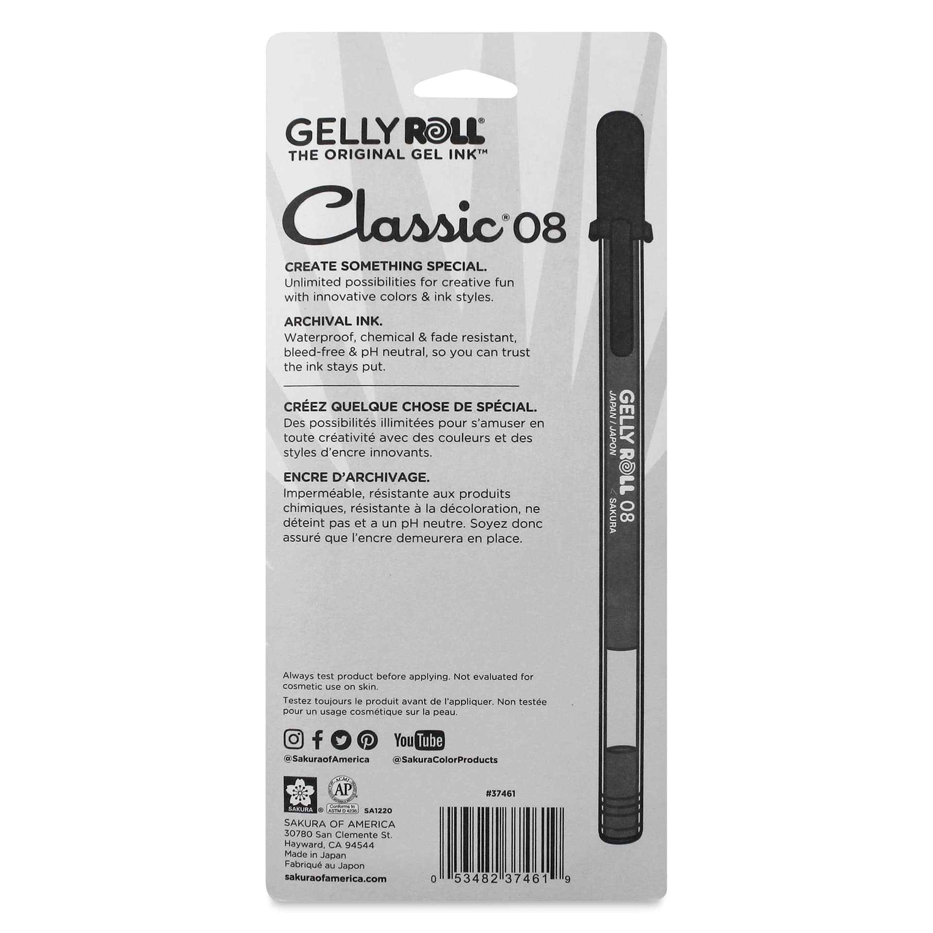 Sakura Gelly Roll Pens - Assorted Colors, Set of 5, back of package