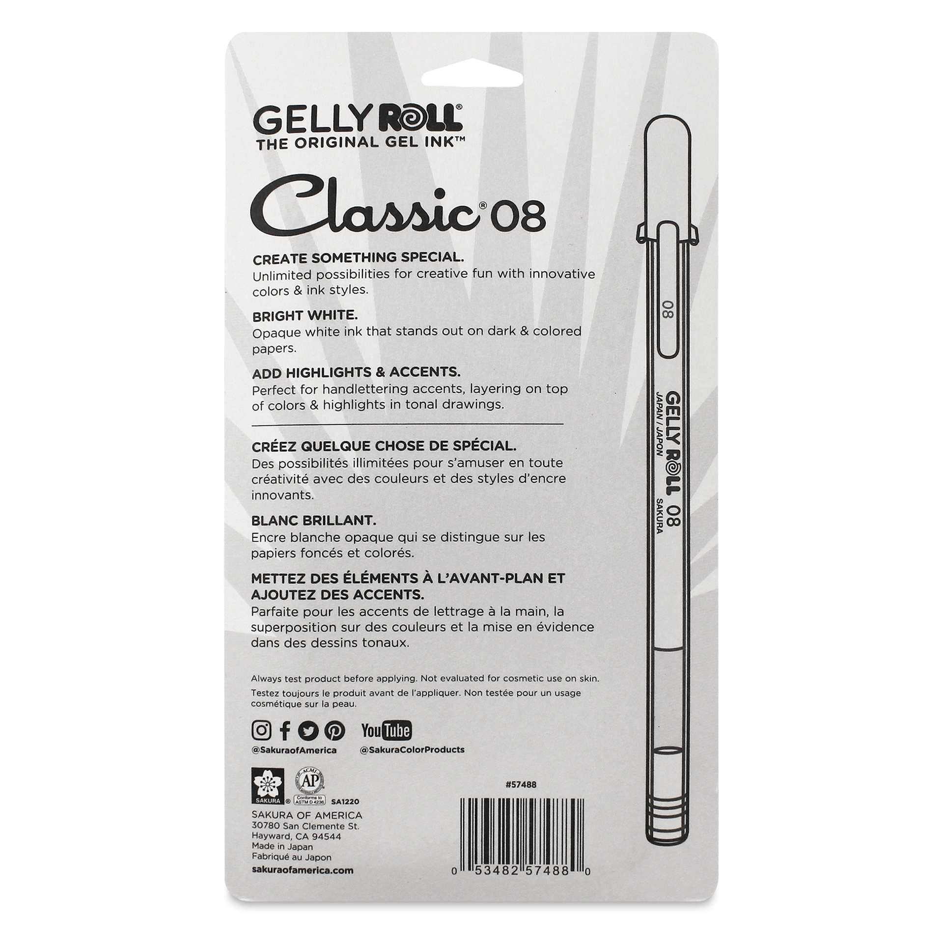 Sakura Gelly Roll Opaque White Pens - Set of 6, back of packaging