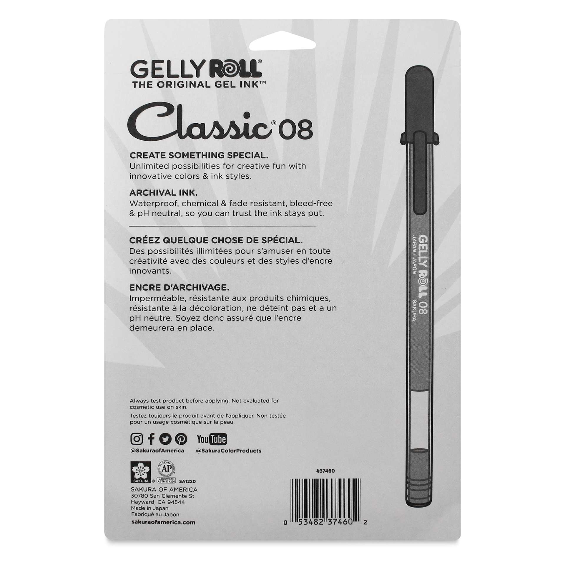 Sakura Gelly Roll Pens - Assorted Colors, Set of 10, back of packaging