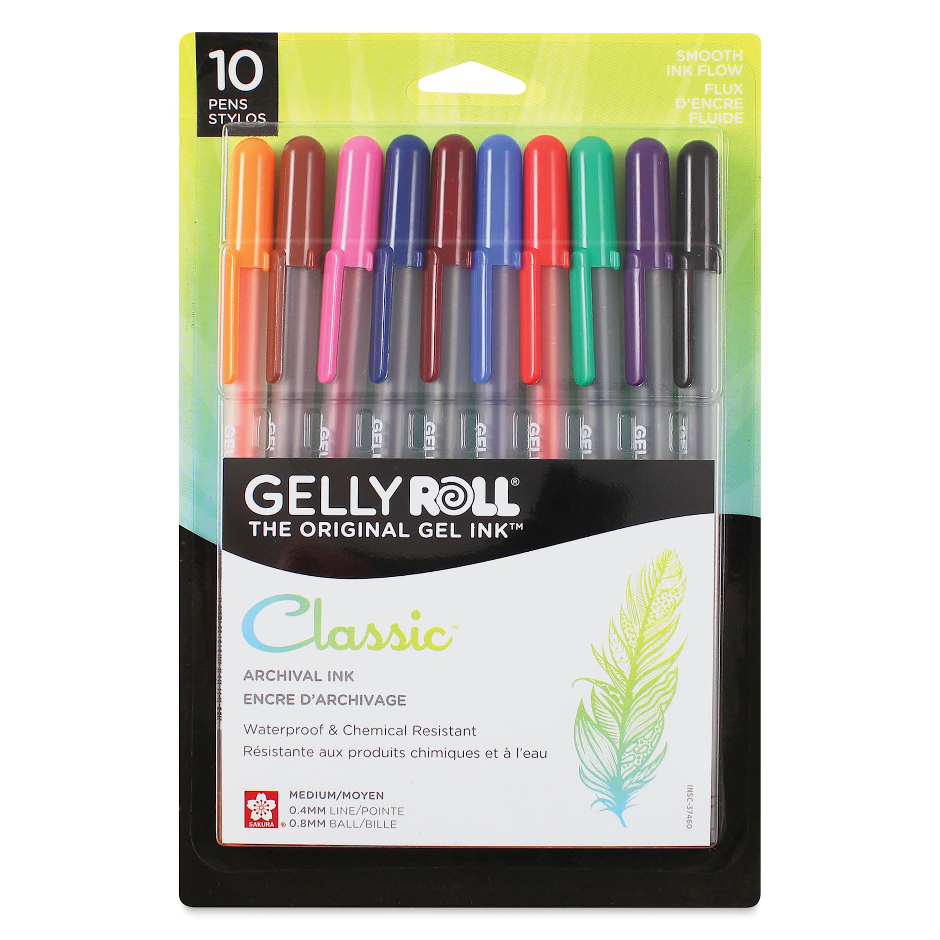 Sakura Gelly Roll Pens - Assorted Colors, Set of 10, front of package