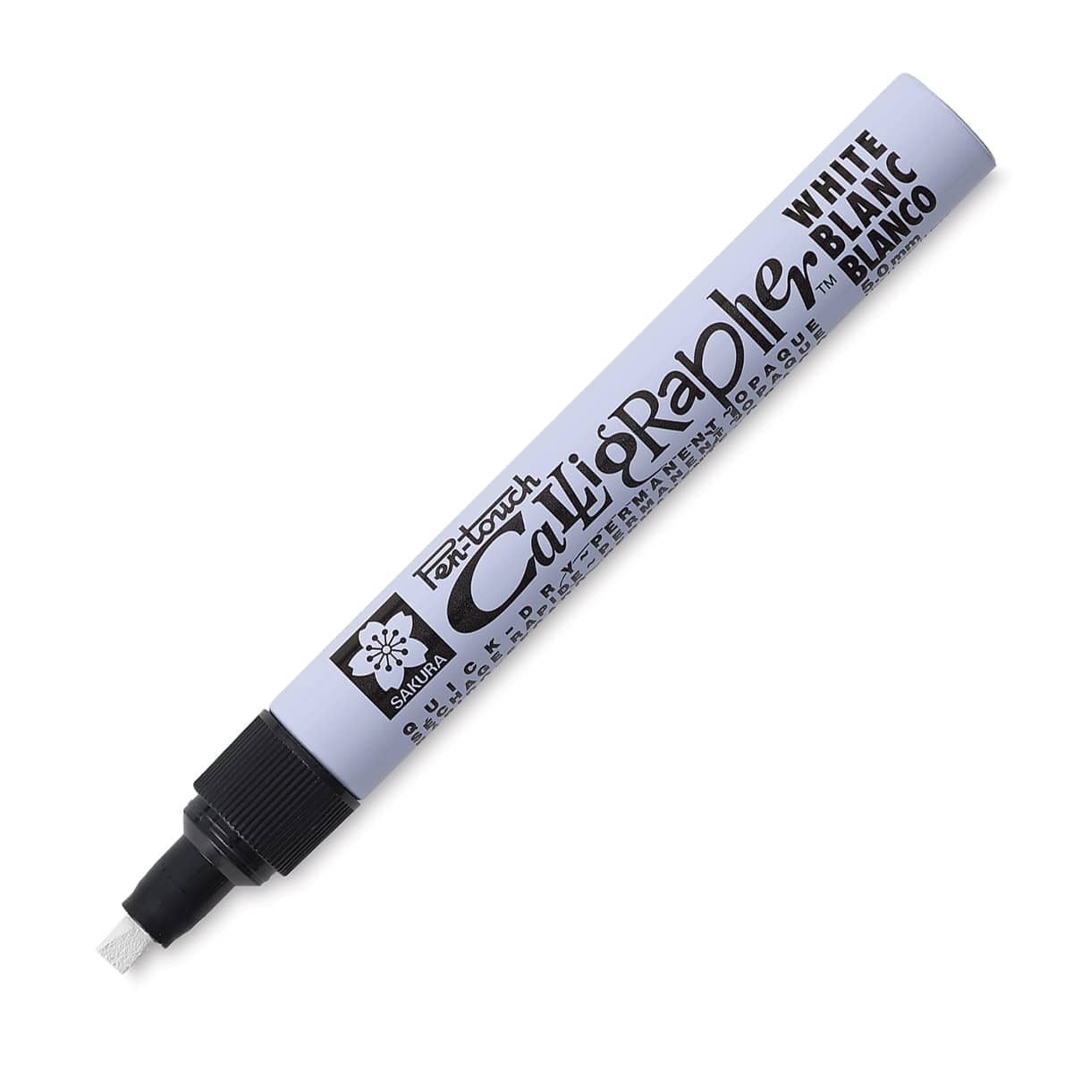 Sakura Pen-Touch Calligrapher Pens - Medium Line White pen shown at angle