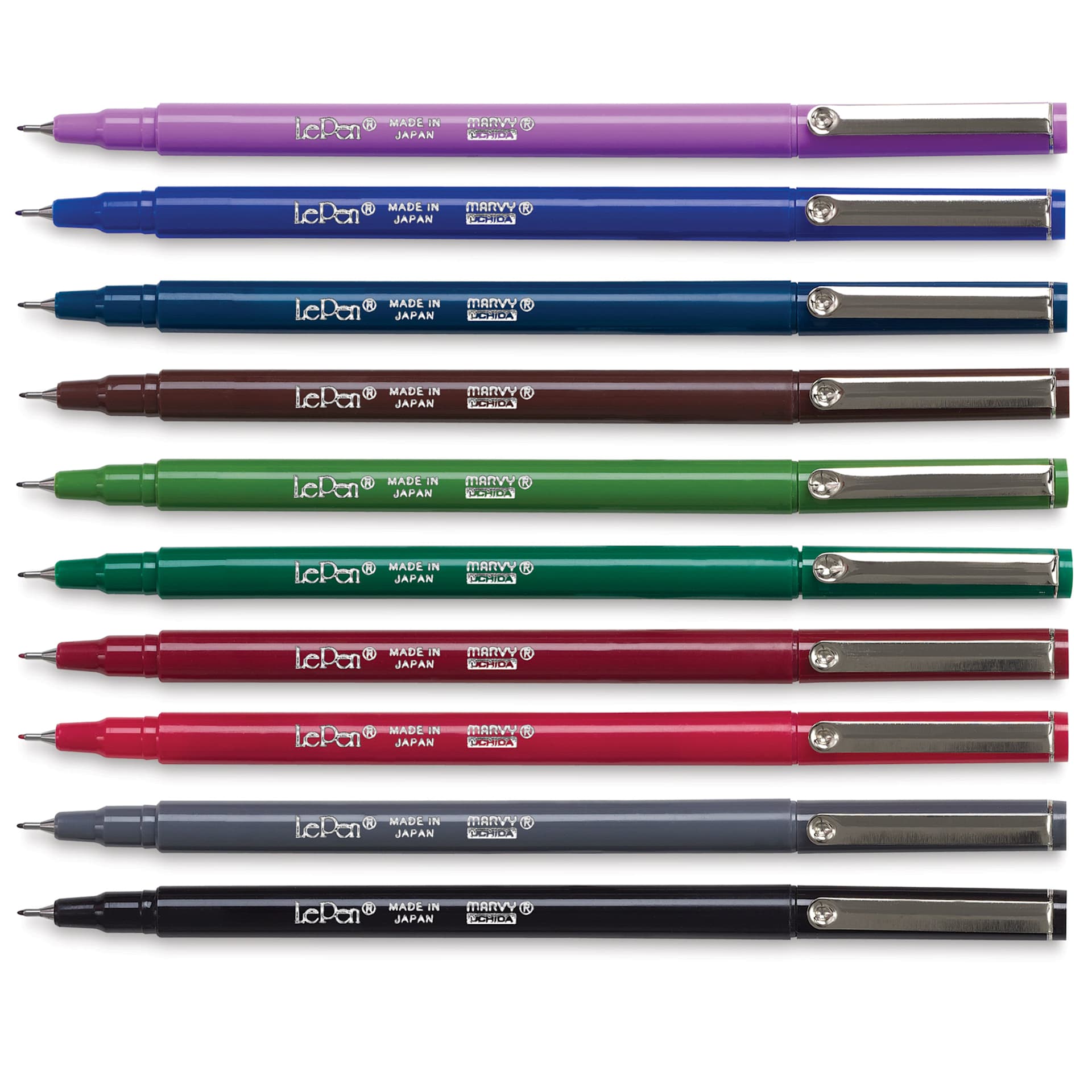 Marvy Uchida LePen Fine Line Marker Set - Dark Colors, Set of 10, out of the packaging