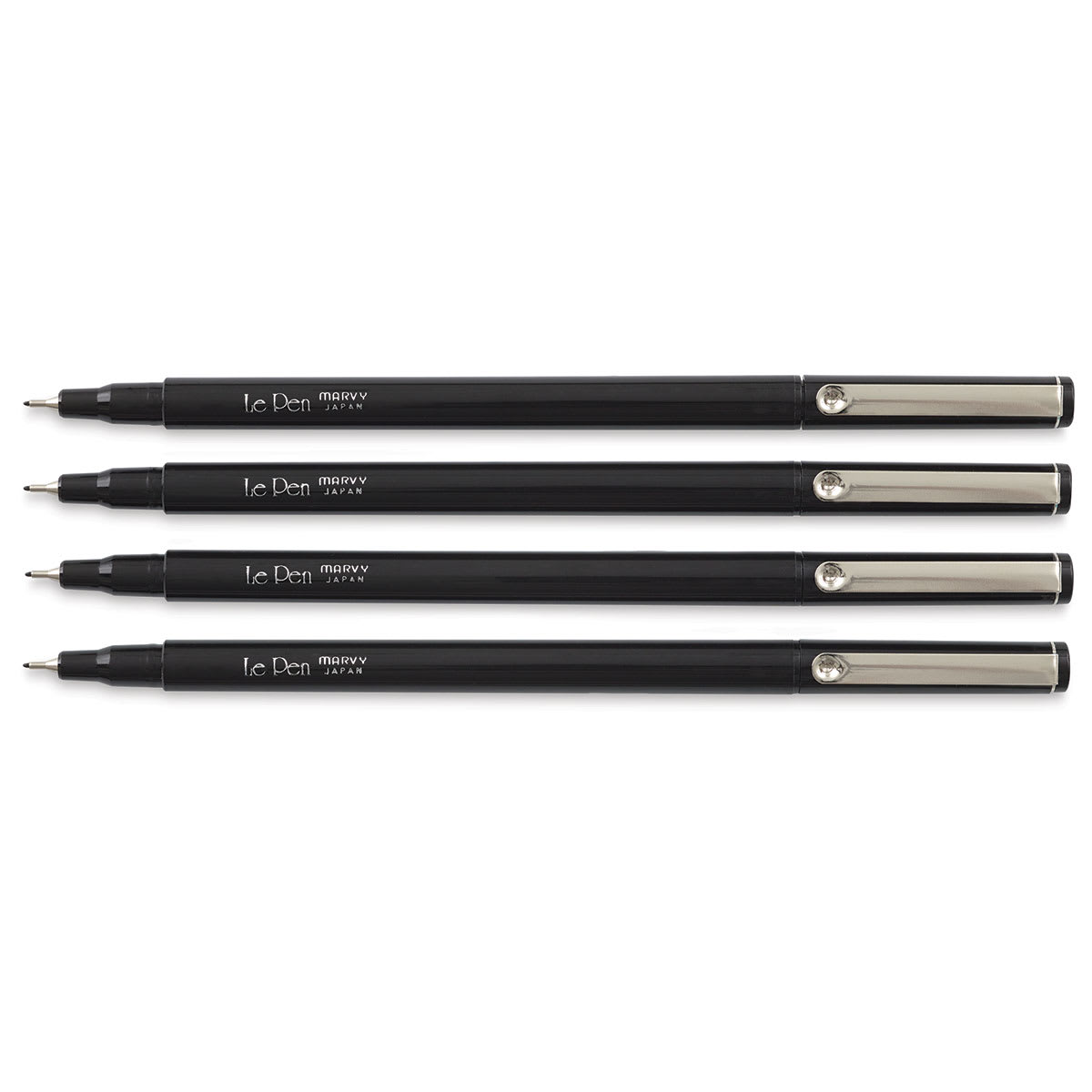 Marvy Uchida LePen Fine Line Marker Set  - Blacks, Set of 4, out of the packaging