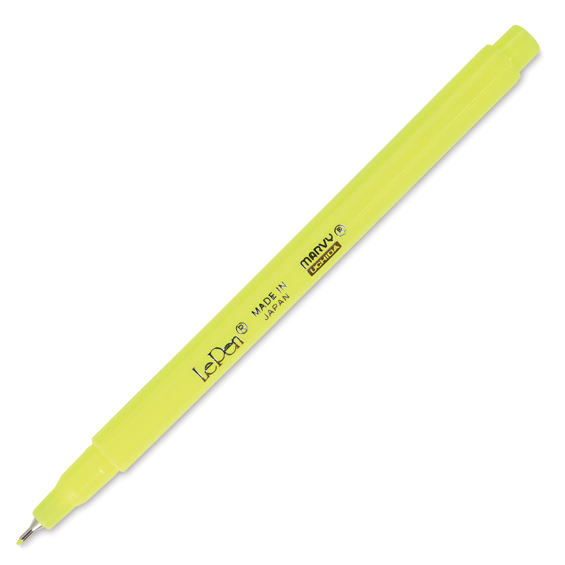 Marvy Uchida LePen Fine Line Marker - Fluorescent Yellow, cap off