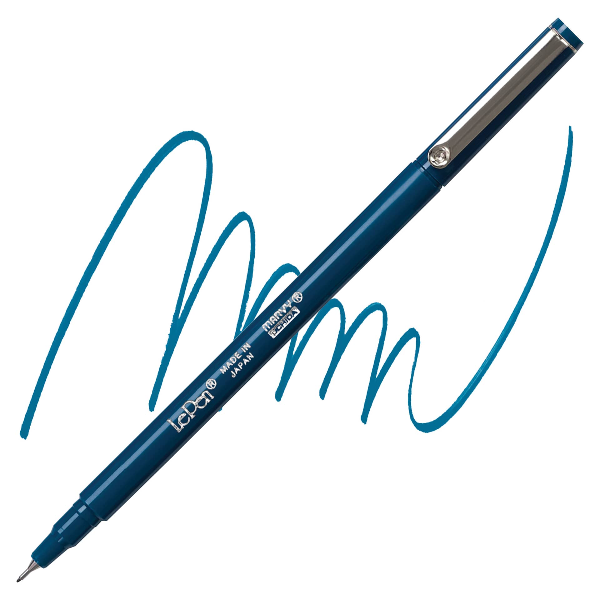 Marvy Uchida LePen Fine Line Marker - Oriental Blue marker and swatch