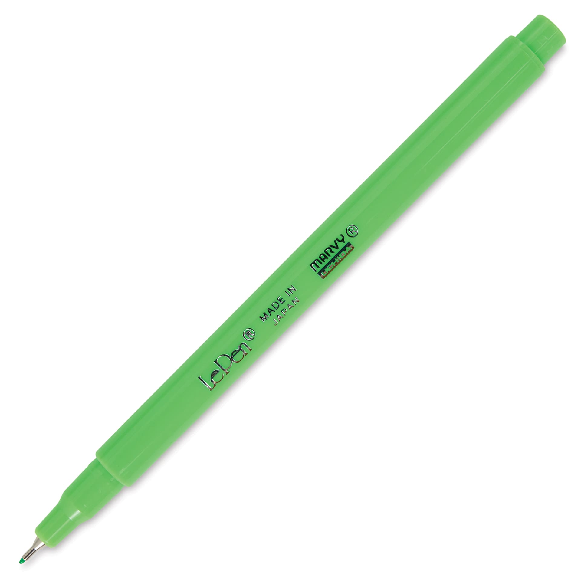 Marvy Uchida LePen Fine Line Marker - Fluorescent Green, cap off