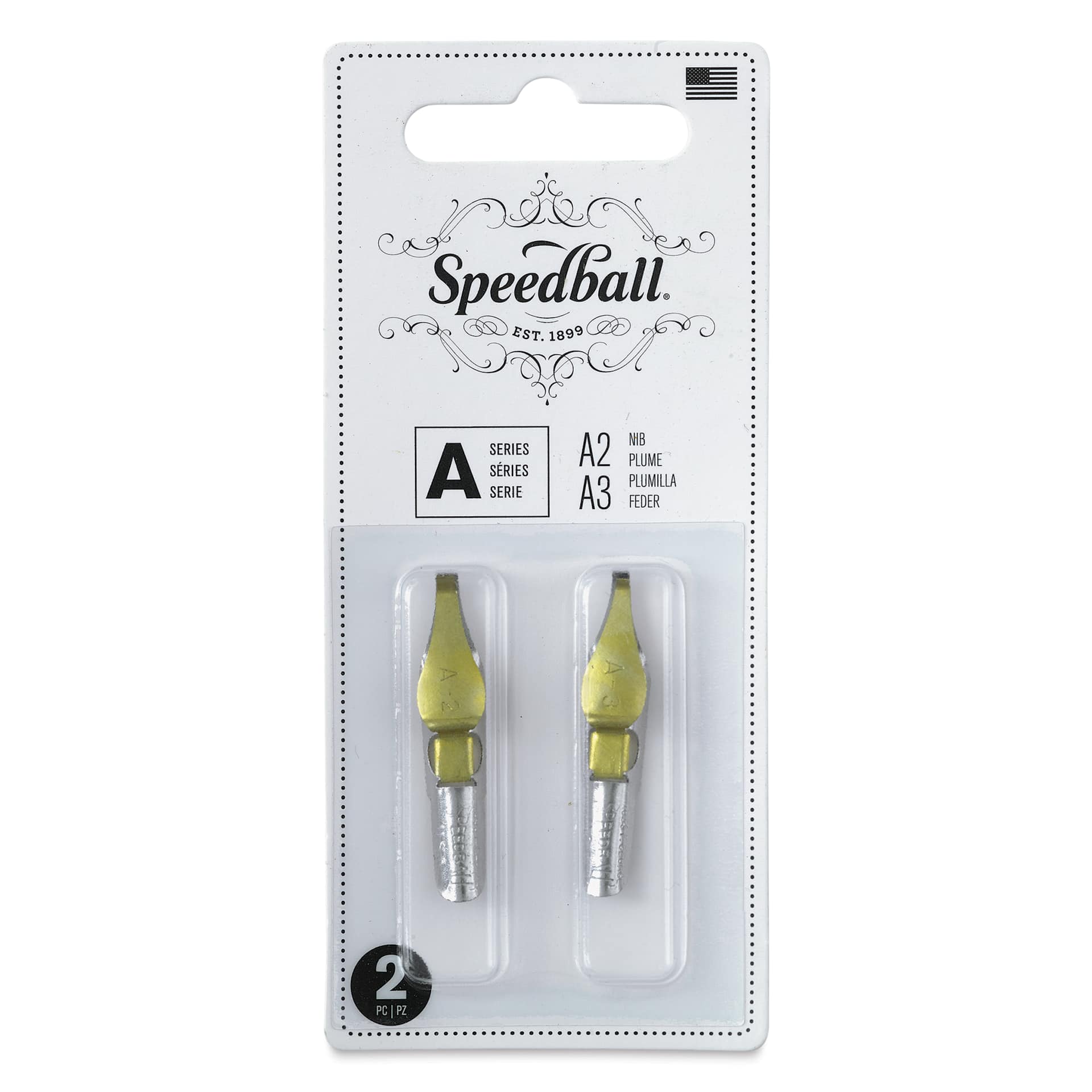 Speedball Broad Edge A-Series Square Calligraphy Nibs - A2 and A3, front of the packaging