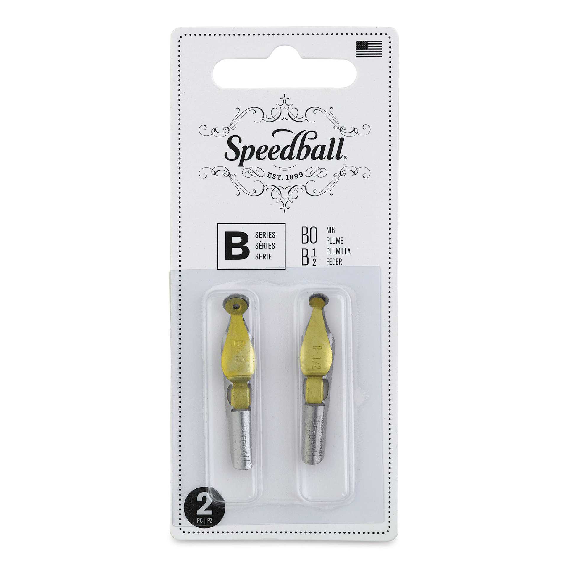 Speedball Broad Edge B-Series Round Calligraphy Nibs - B0 and B1, front of the packaging