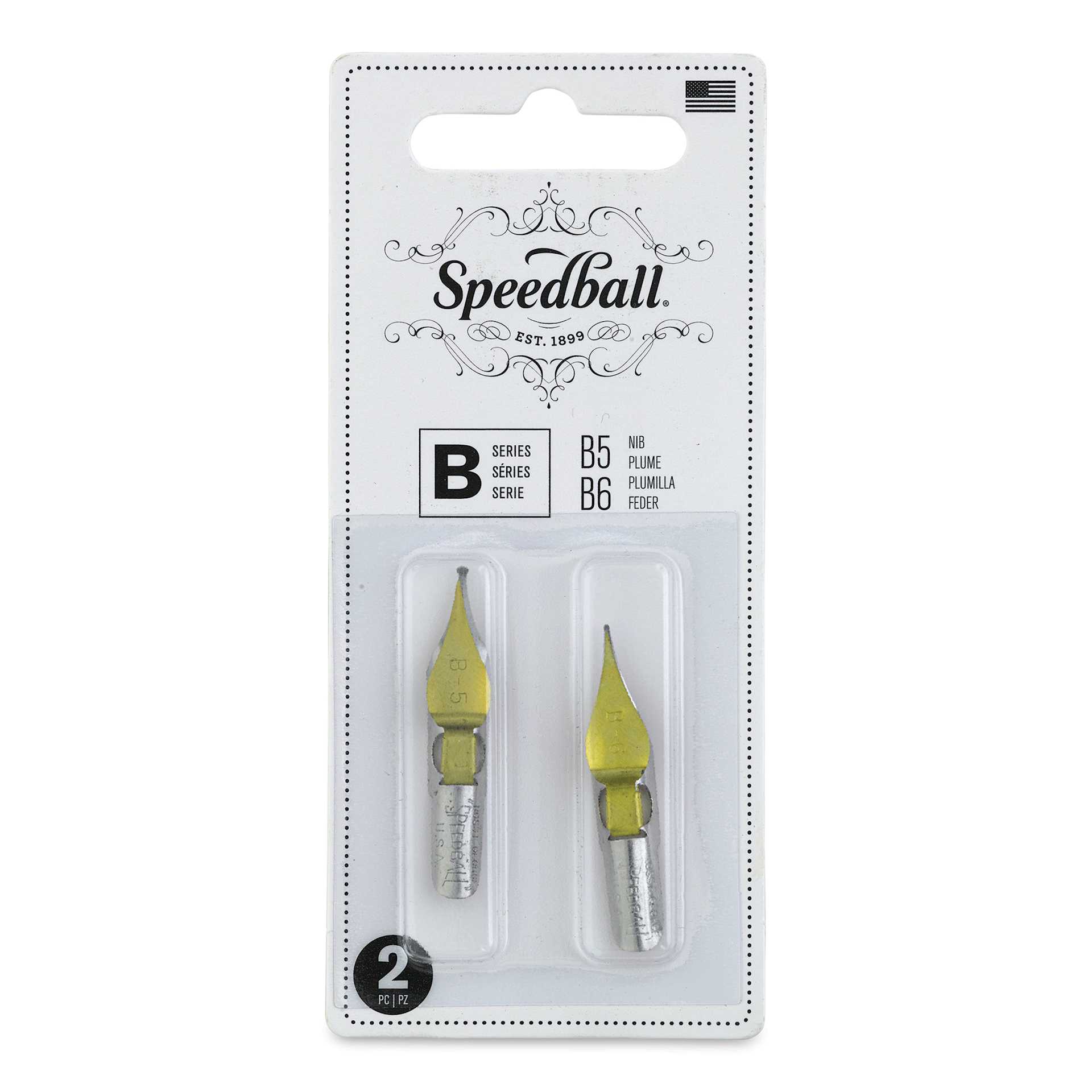 Speedball Broad Edge B-Series Round Calligraphy Nibs - B5 and B6, front of the packaging