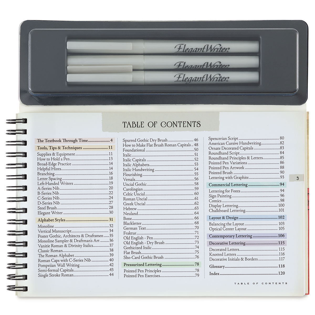 Speedball Textbook Project Kit - Instruction book open to show Table of Contents