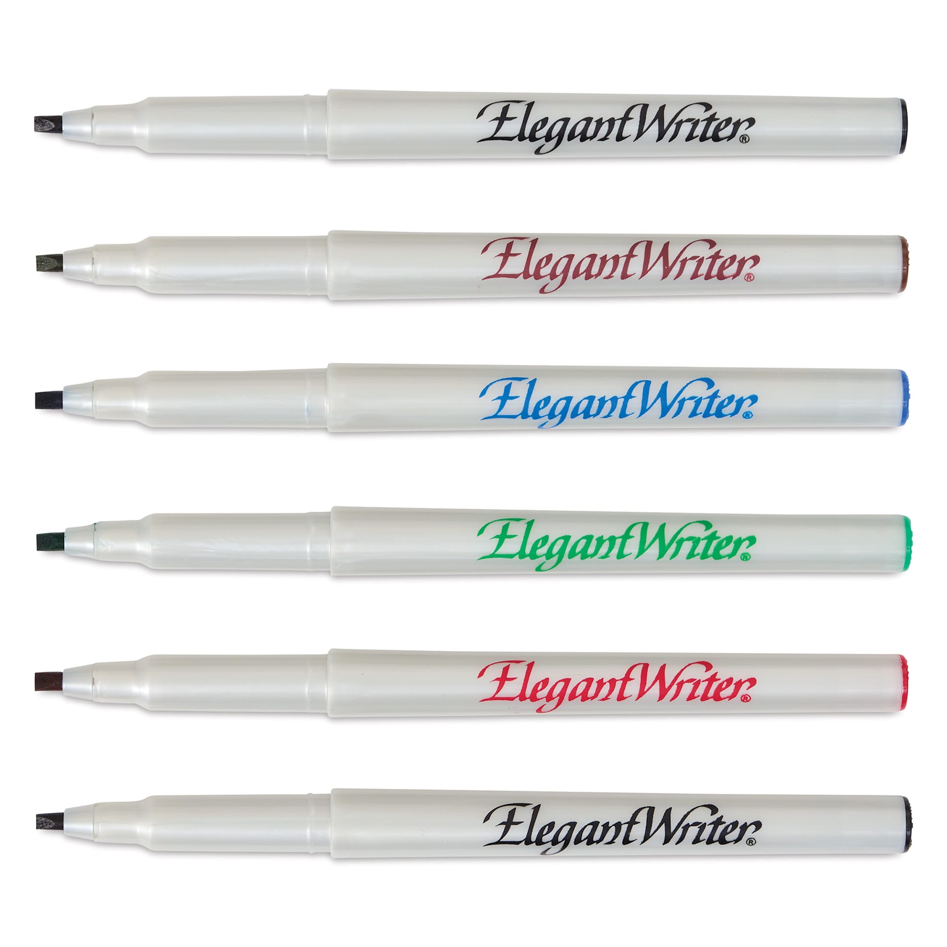Speedball Elegant Writer Calligraphy Markers - Assorted Colors, Set of 6, markers laid out