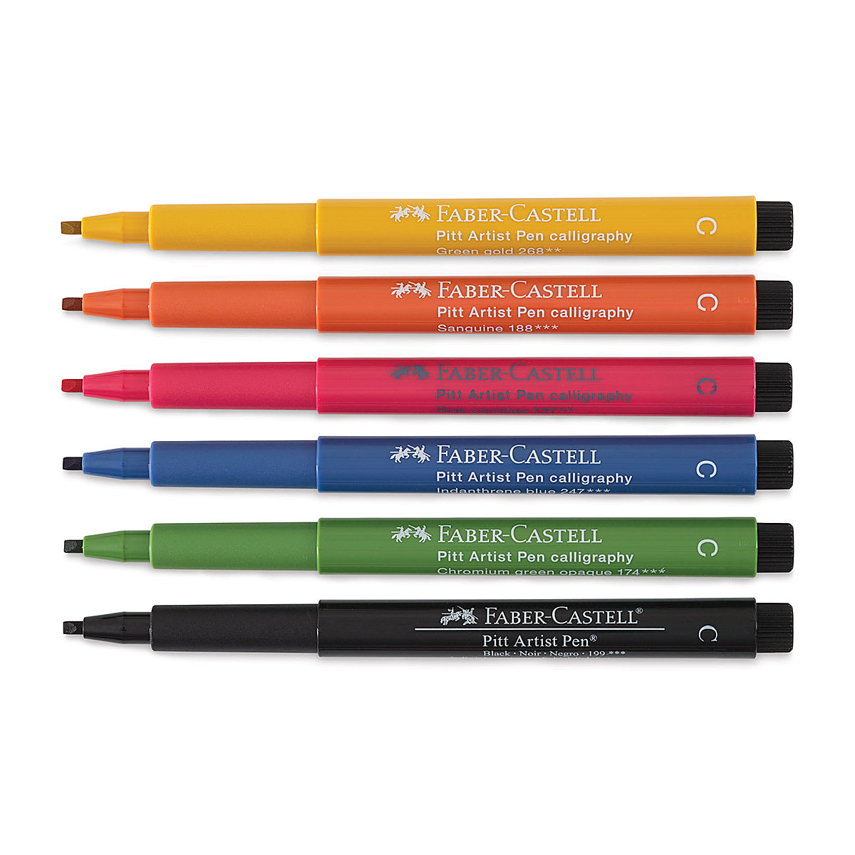 Faber-Castell Pitt Calligraphy Pen Set - Set of 6, Assorted Colors