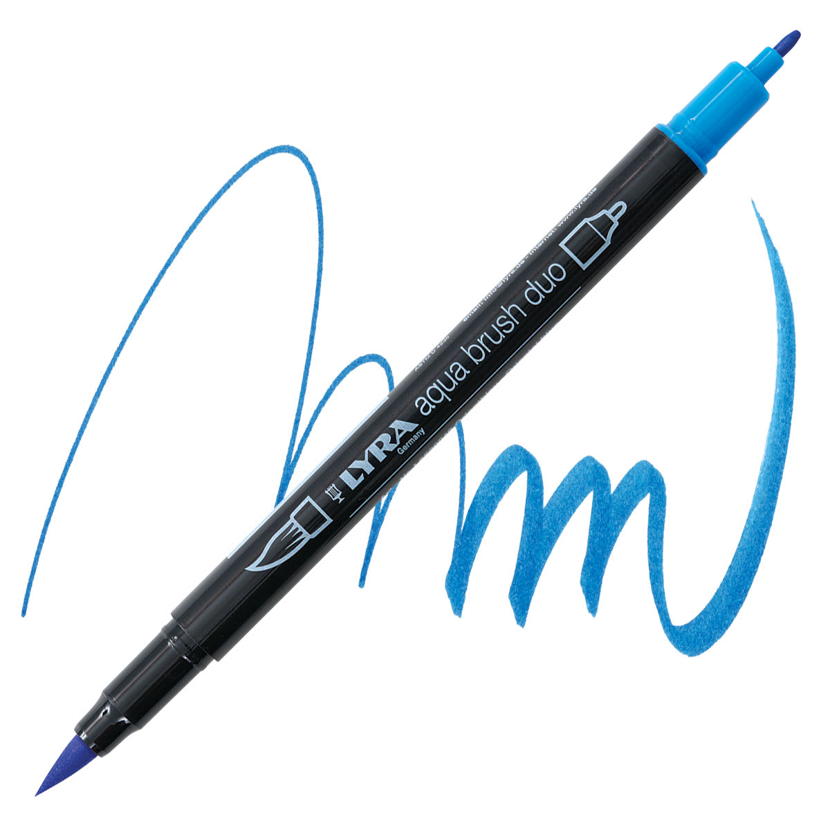 Lyra Aqua Brush Duo Marker - Oriental Blue 049 marker and swatch