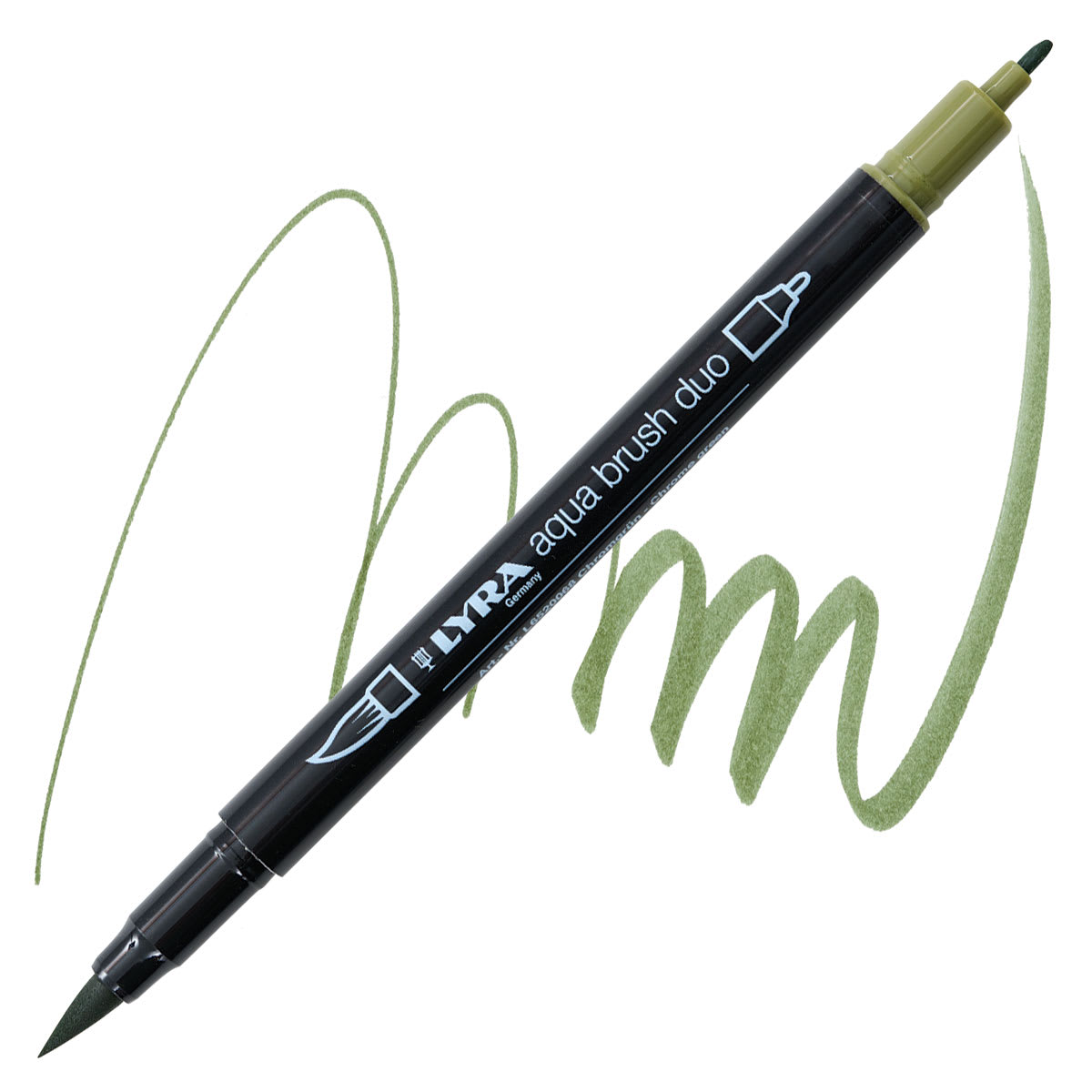 Lyra Aqua Brush Duo Marker - Chrome Green 068 marker and swatch