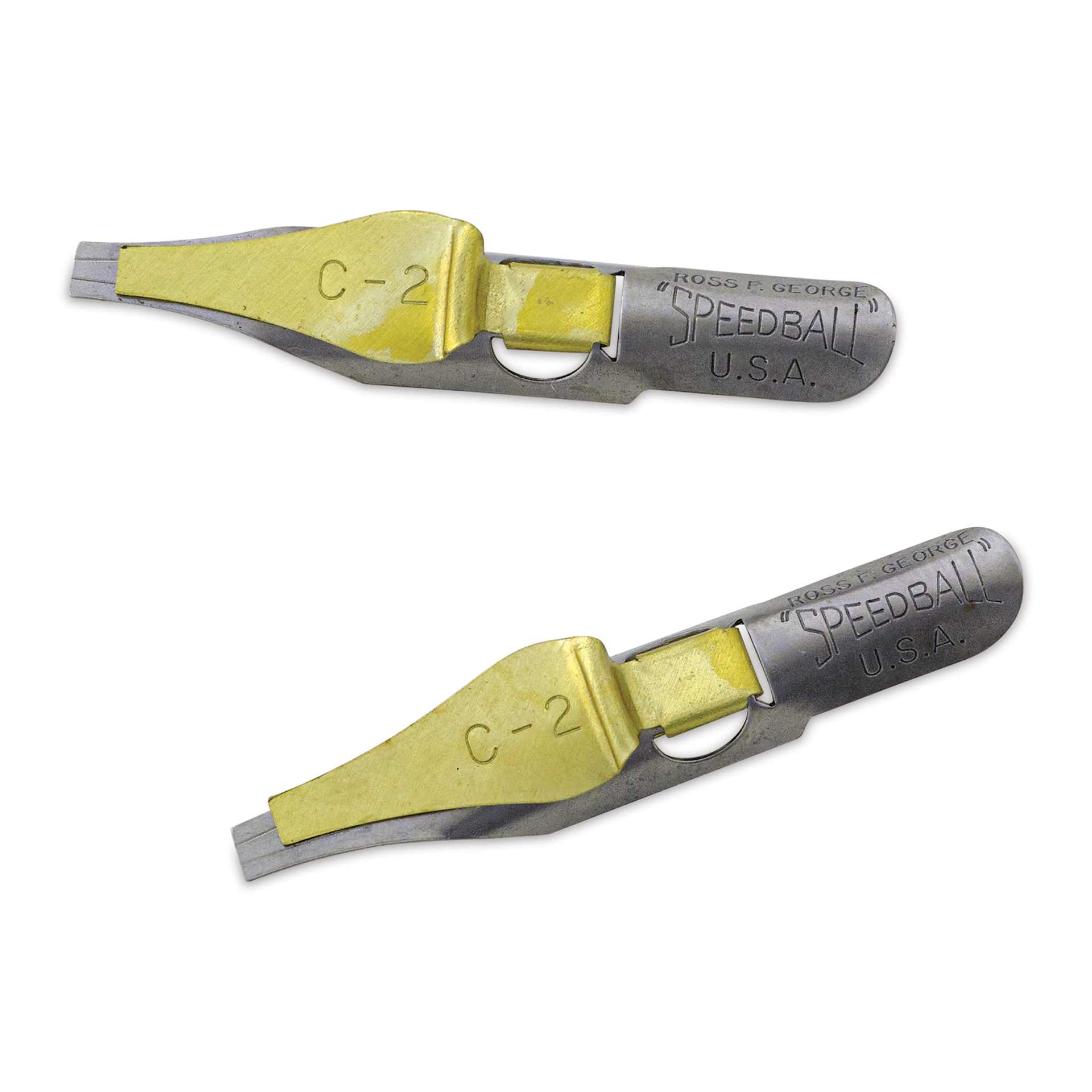 Speedball Broad Edge C-Series Flat Calligraphy Nibs - C2, Pkg of 2, out of the packaging